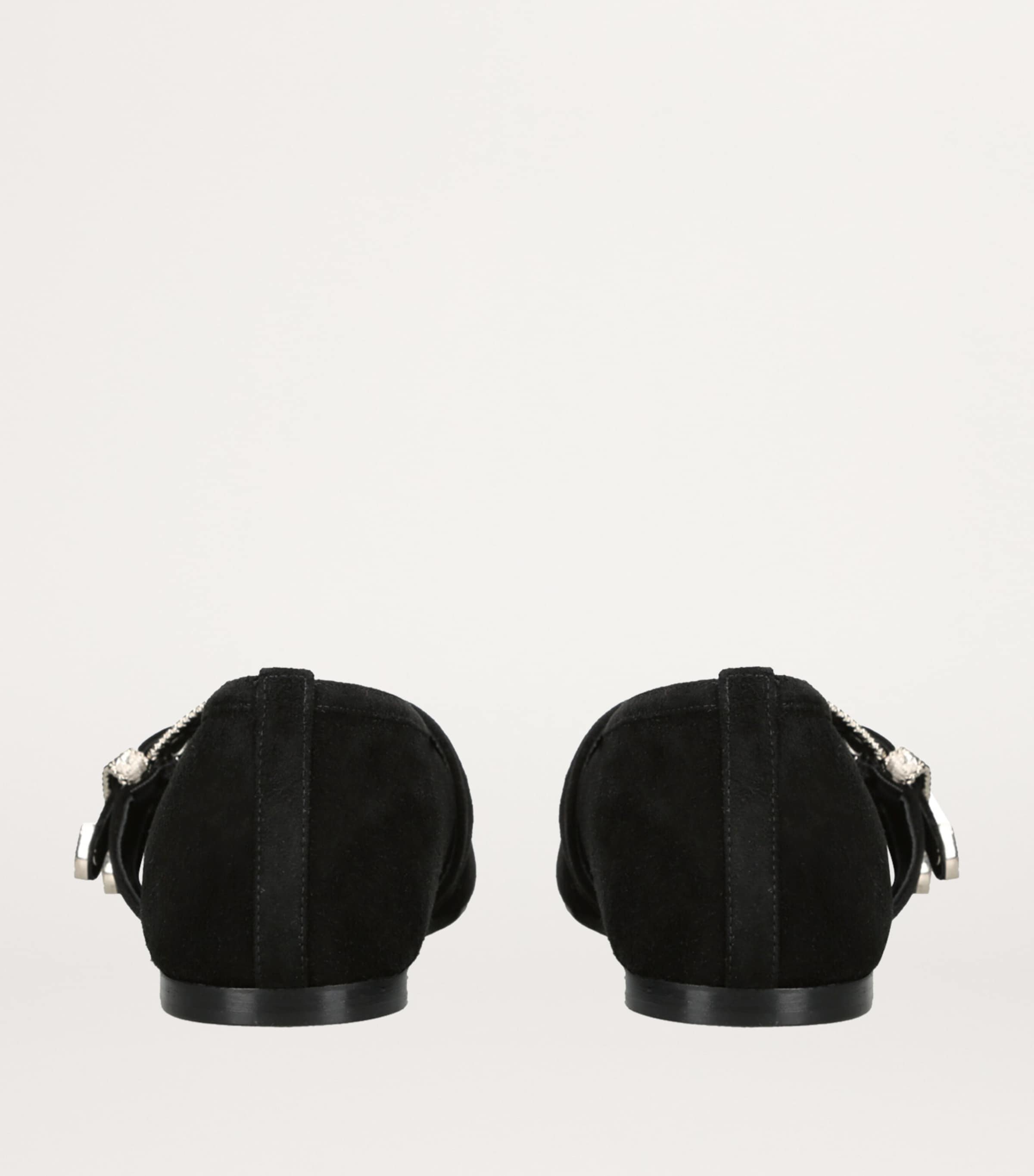 Suede Buckle Claudia Ballet Flats BLACK Image 2