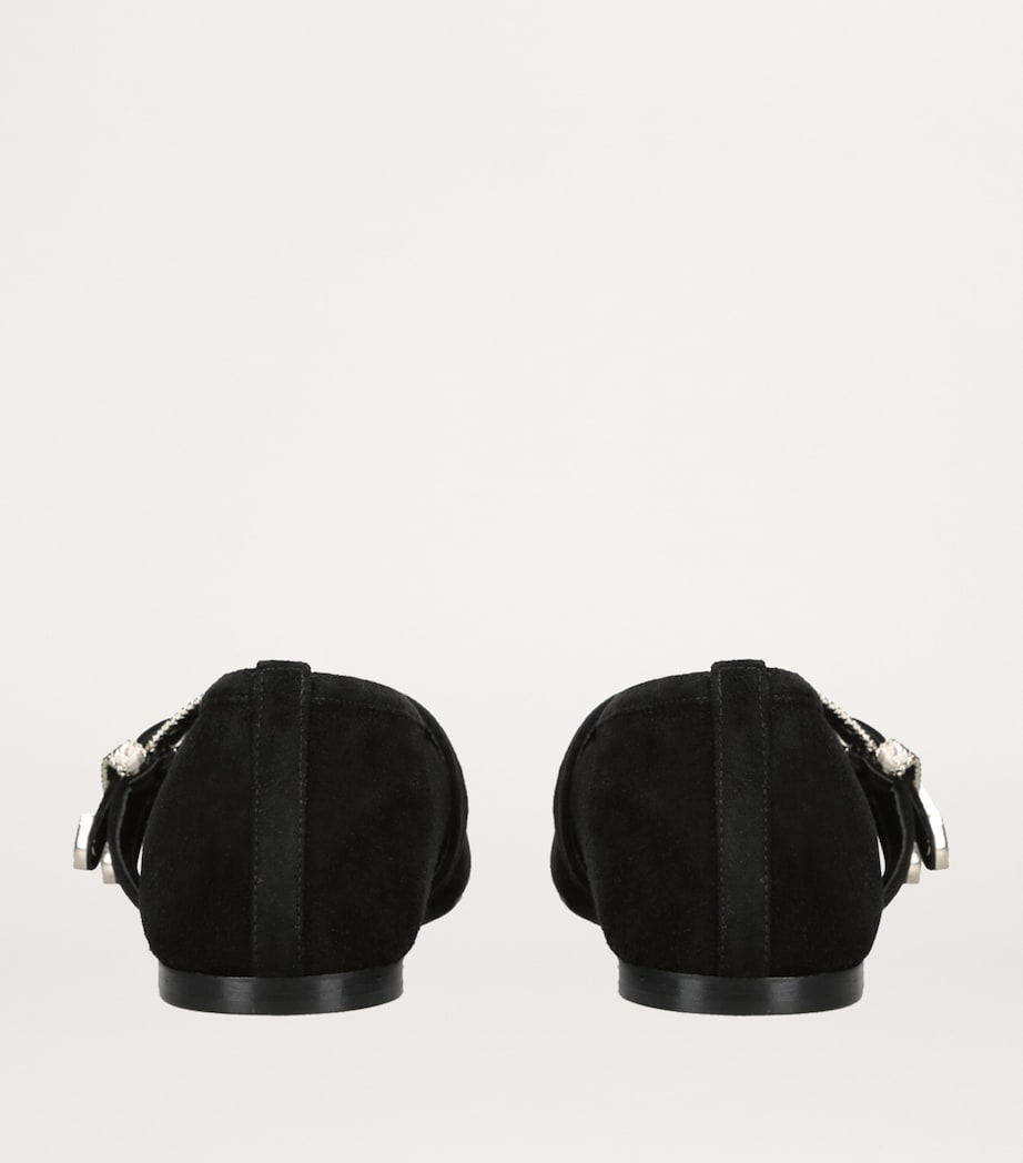 Suede Buckle Claudia Ballet Flats BLACK Image 2