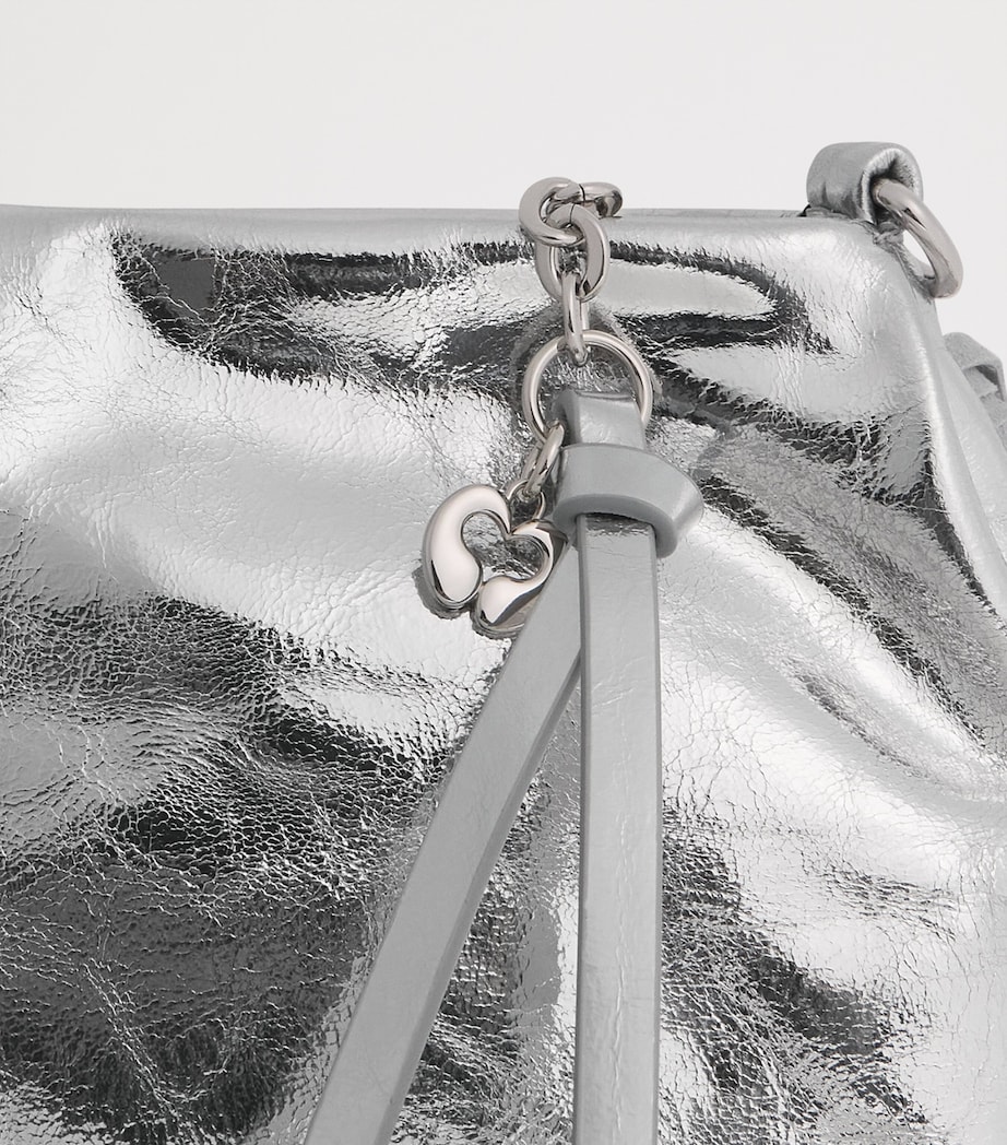 Maje Metallic Leather Miss M Clutch Bag Silvery Image 5