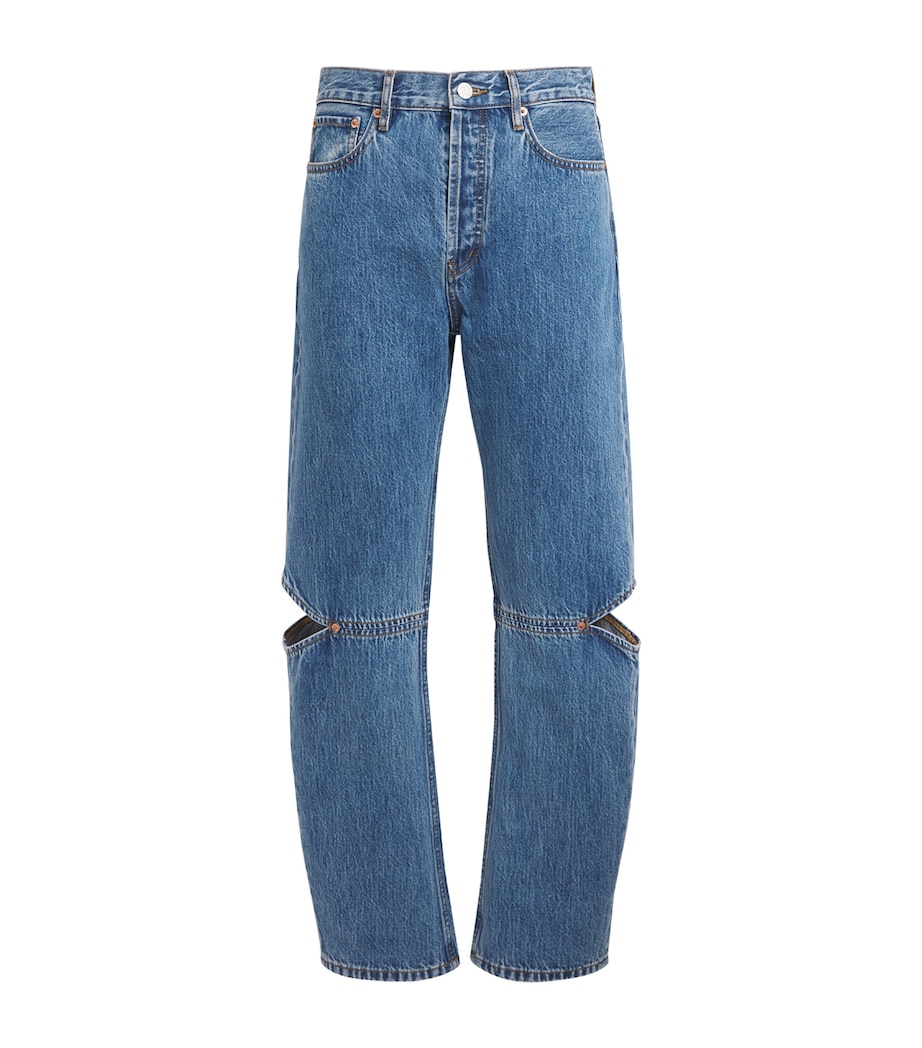 STILL HERE Womens Cut-Out Cowgirl Straight Jeans Classic Blue Image 1