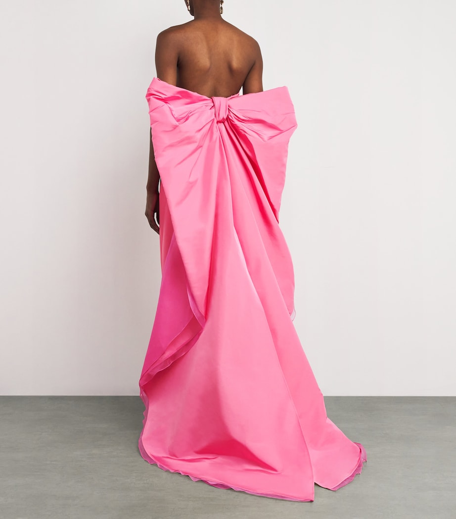 Silk Bow-Train Colum Gown HAPPY PINK 031 Image 3