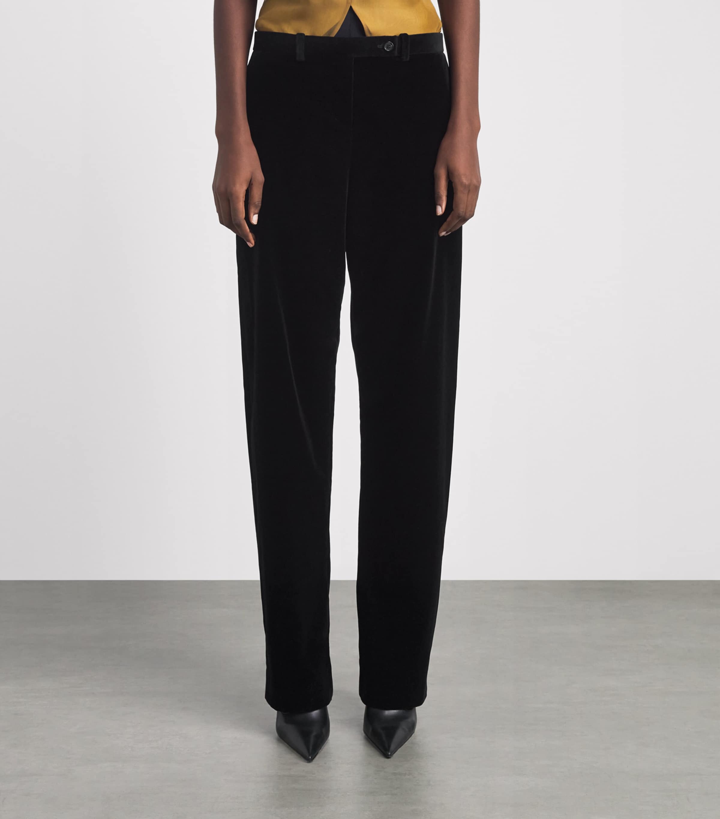 Khaite Womens Velvet Hunter Straight Trousers Black Image 4