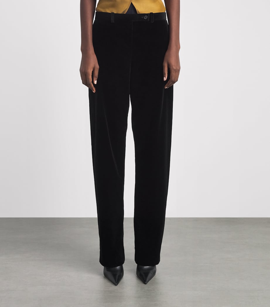 Khaite Womens Velvet Hunter Straight Trousers Black Image 4