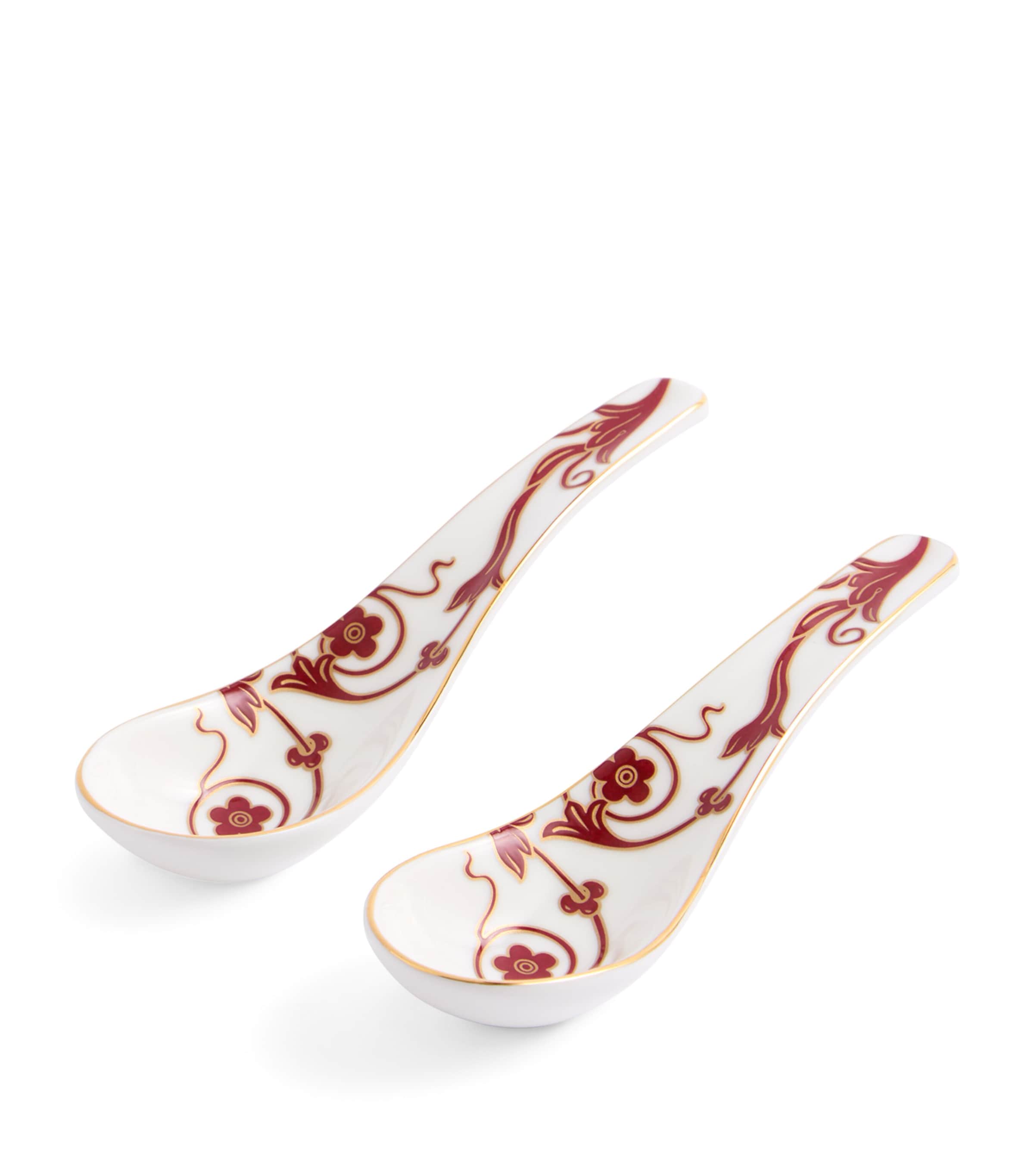 Wedgwood Set Of 2 Chinese Soup Spoons In Red