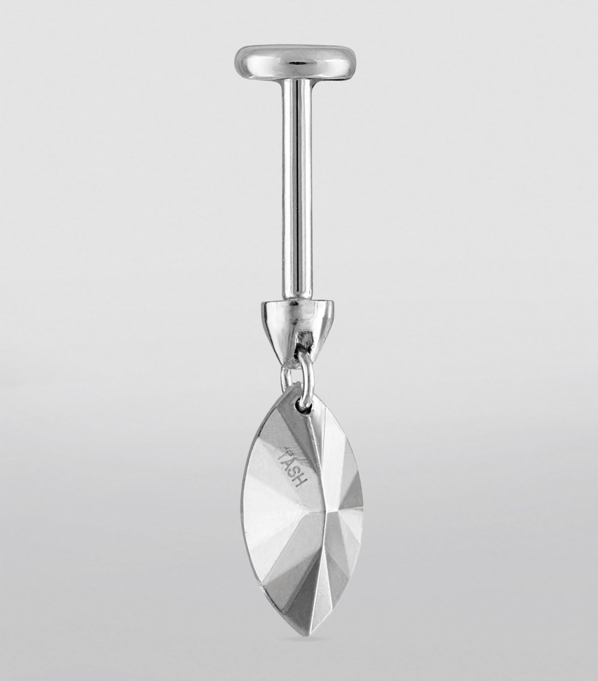 Faceted Marquise Threaded Charm Single Earring (7.5mm) WHITE GOLD Image 3