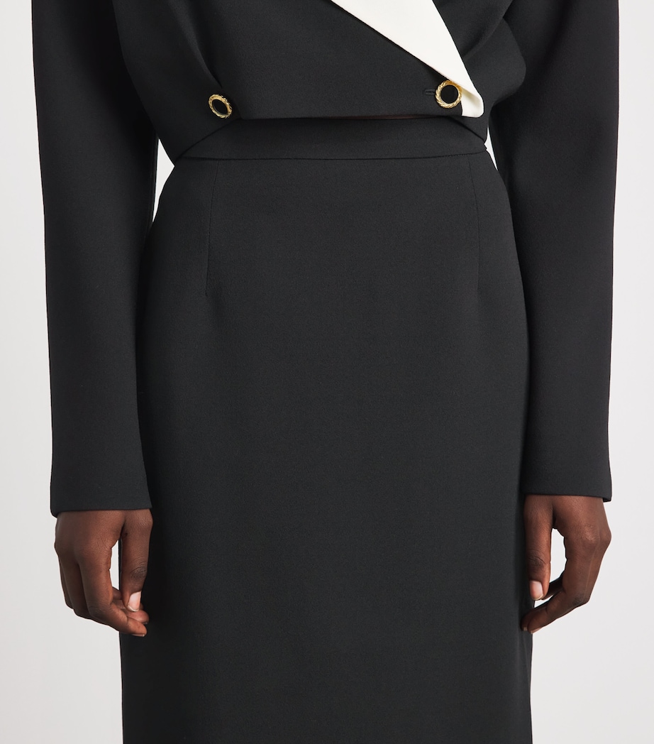 Alessandra Rich Womens Virgin Wool-Blend Midi Pencil Skirt Black Image 3