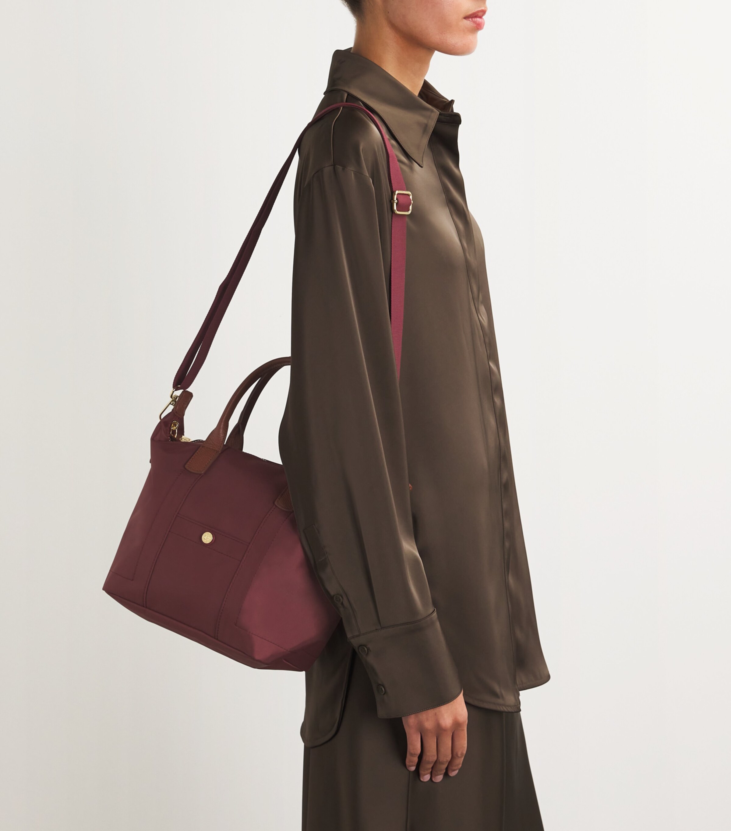 Harrods Grab Nylon Tote Bag Oxblood Image 5