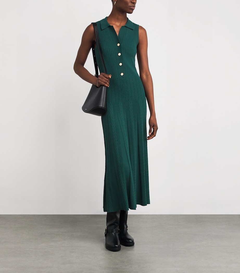 Cable Knit Polo Maxi Dress DARK GREEN Image 2