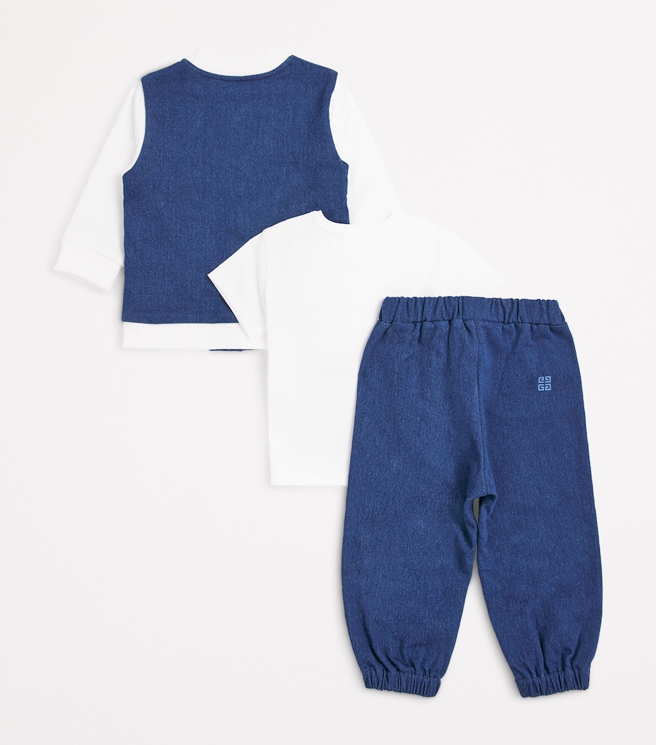 Givenchy Kids Logo Trousers, Cardigan and Top Set (1-18 Months) Denim Blue Image 2