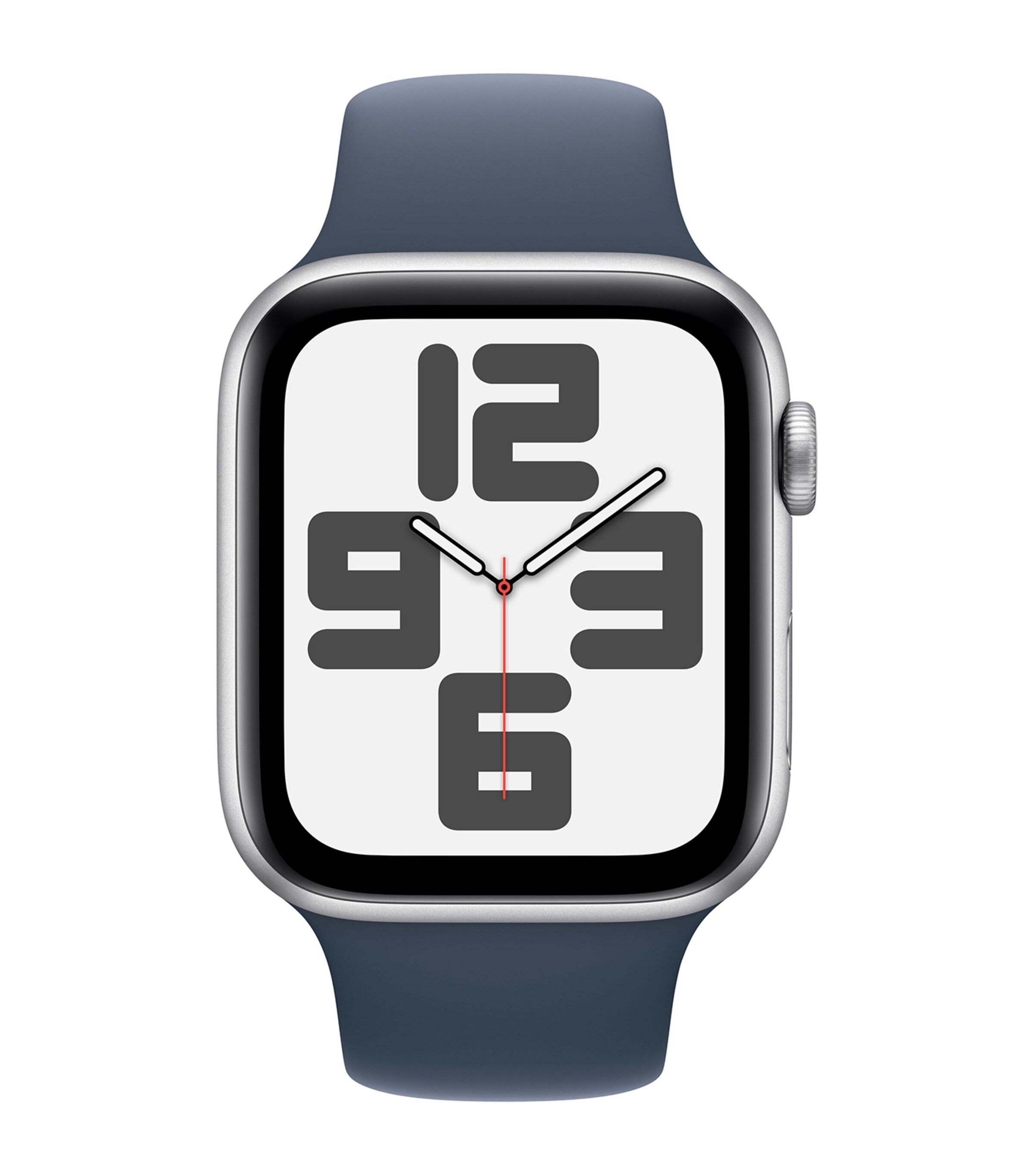 Apple Apple Watch SE 2023 –   Silver with Storm Blue Sport Band, 44mm, Medium/Large Silver Image 4