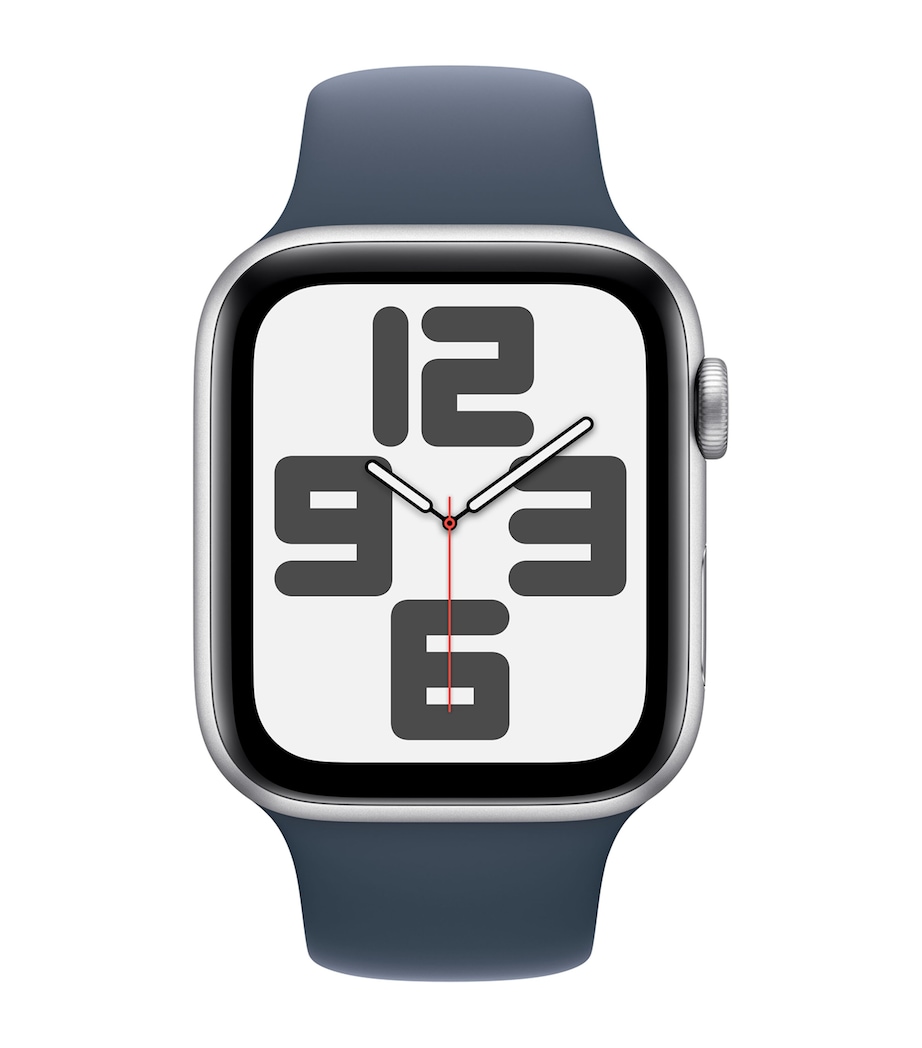 Apple Apple Watch SE 2023 – Silver with Storm Blue Sport Band, 44mm, Medium/Large Silver Image 4