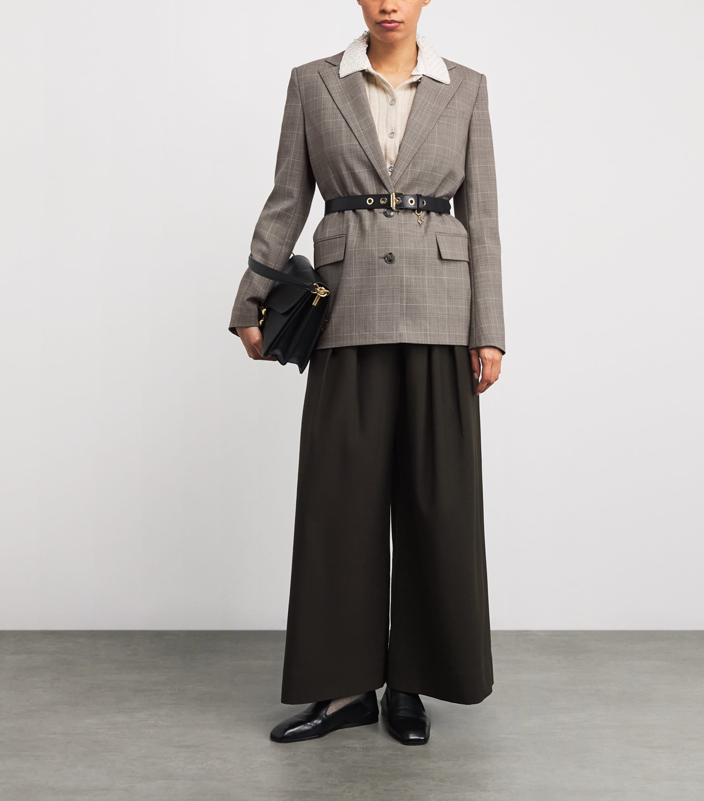 Wool-Blend Check Blazer GREY Image 2