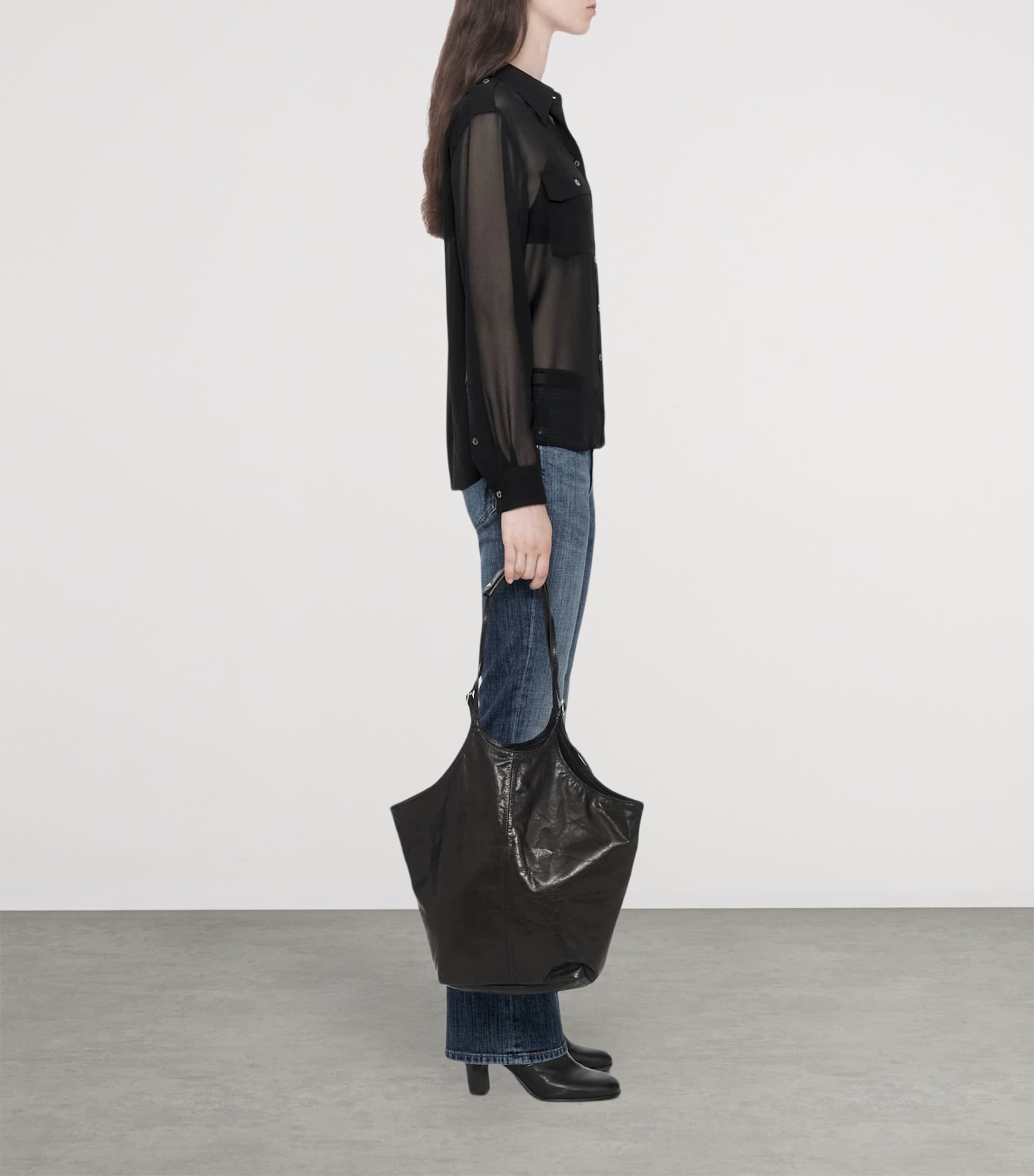 AllSaints Womens Maven Shirt Sheer Black Image 6
