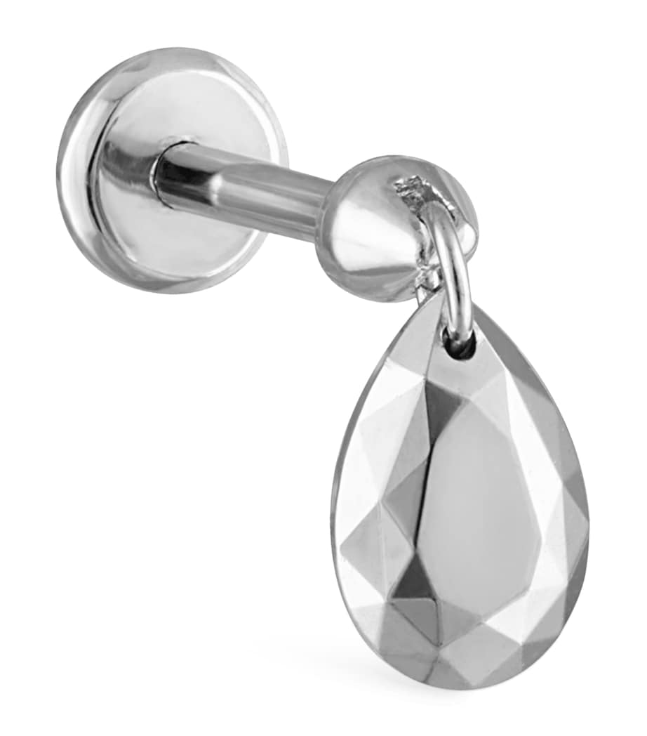 Faceted Pear Charm Single Threaded Stud (5.5mm) WHITE GOLD Image 1