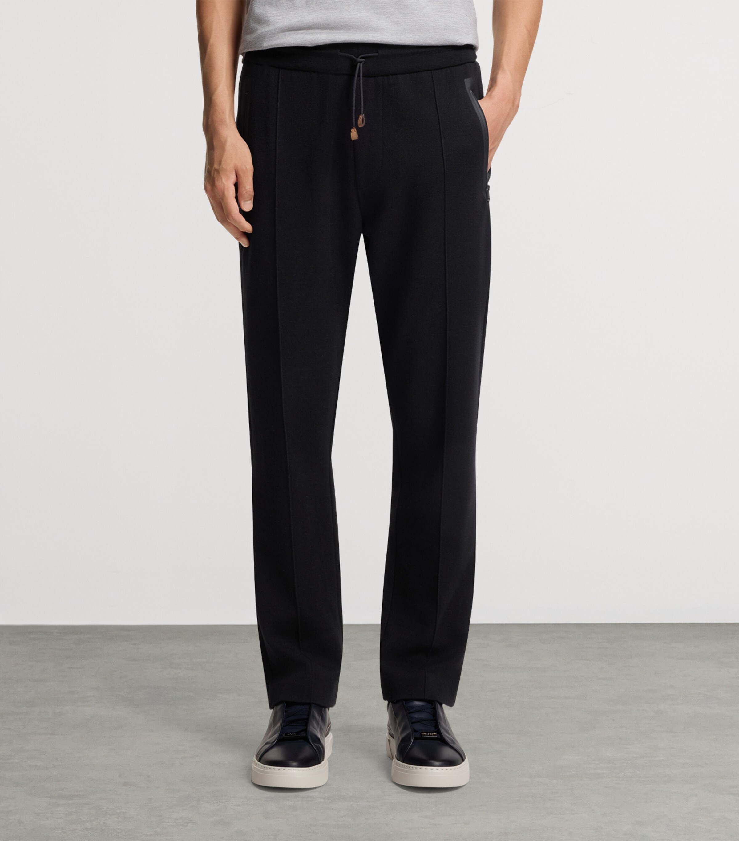 BOSS Mens Cotton-Wool-Blend Straight Sweatpants Image 2