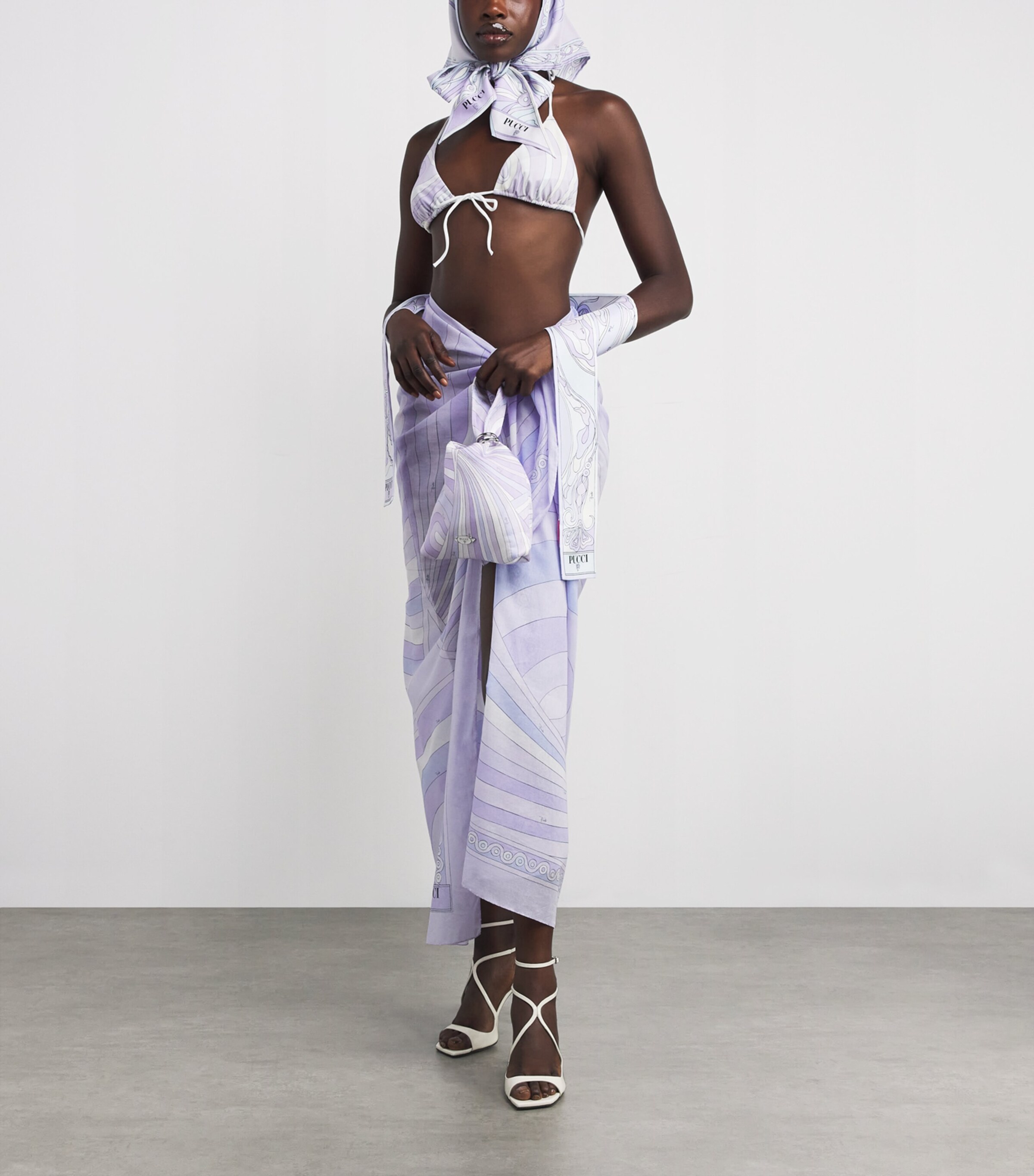 Silk Printed Headscarf 2/LAVANDER Image 4