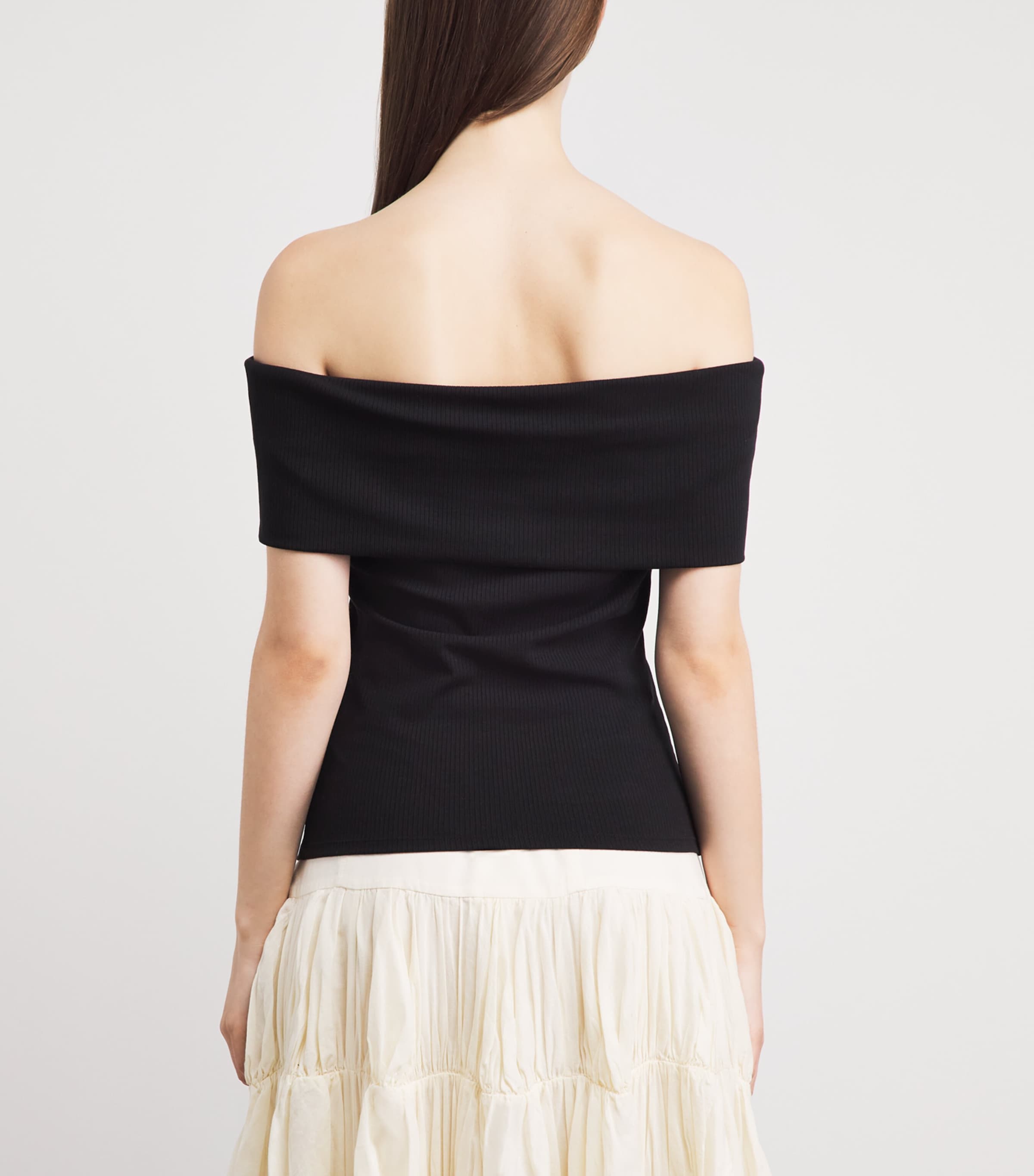 PAIGE Womens Off-The-Shoulder Rosarita Top Black Image 5