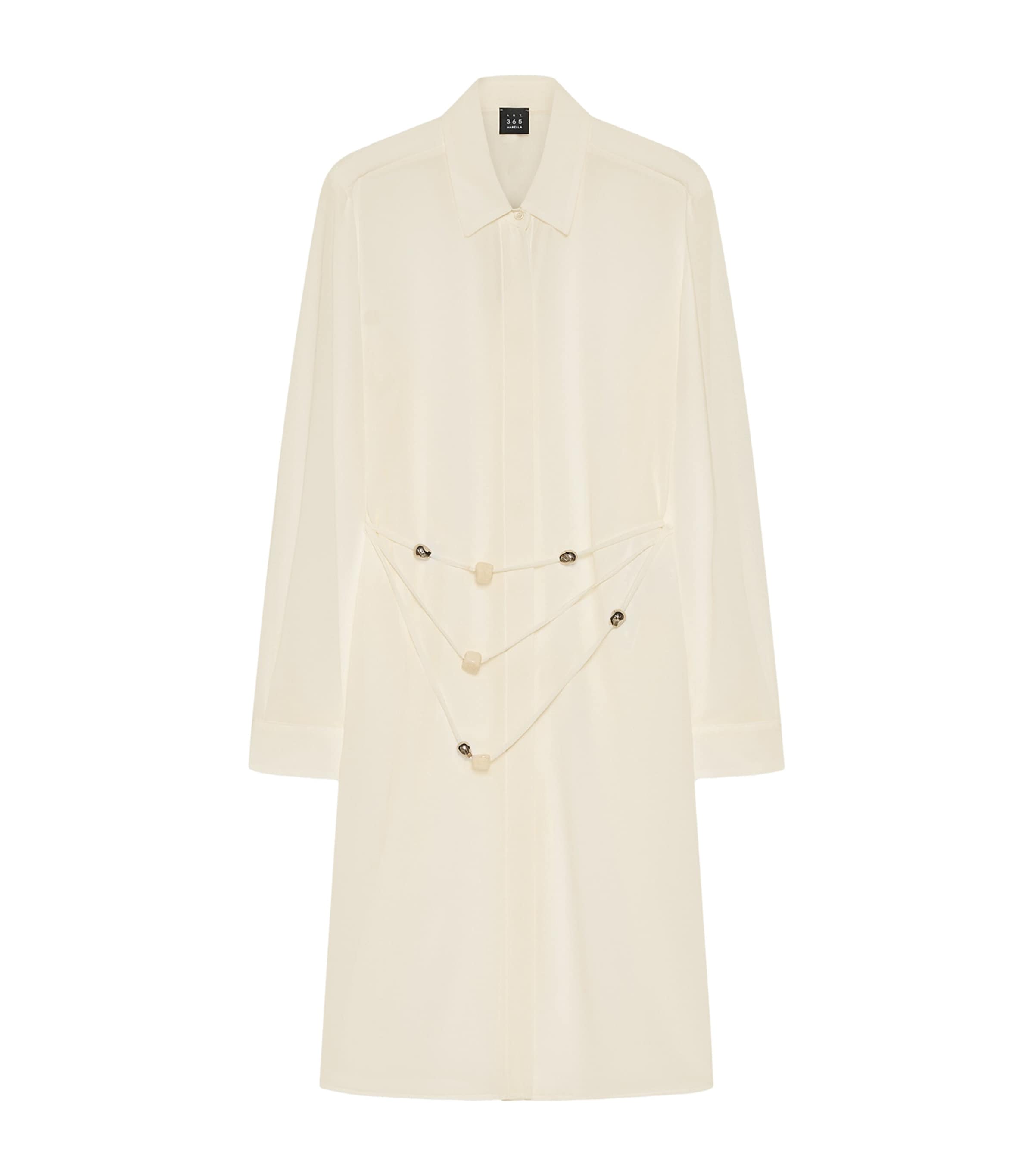 Marella Womens Long Georgette Shirt Wool White Image 1