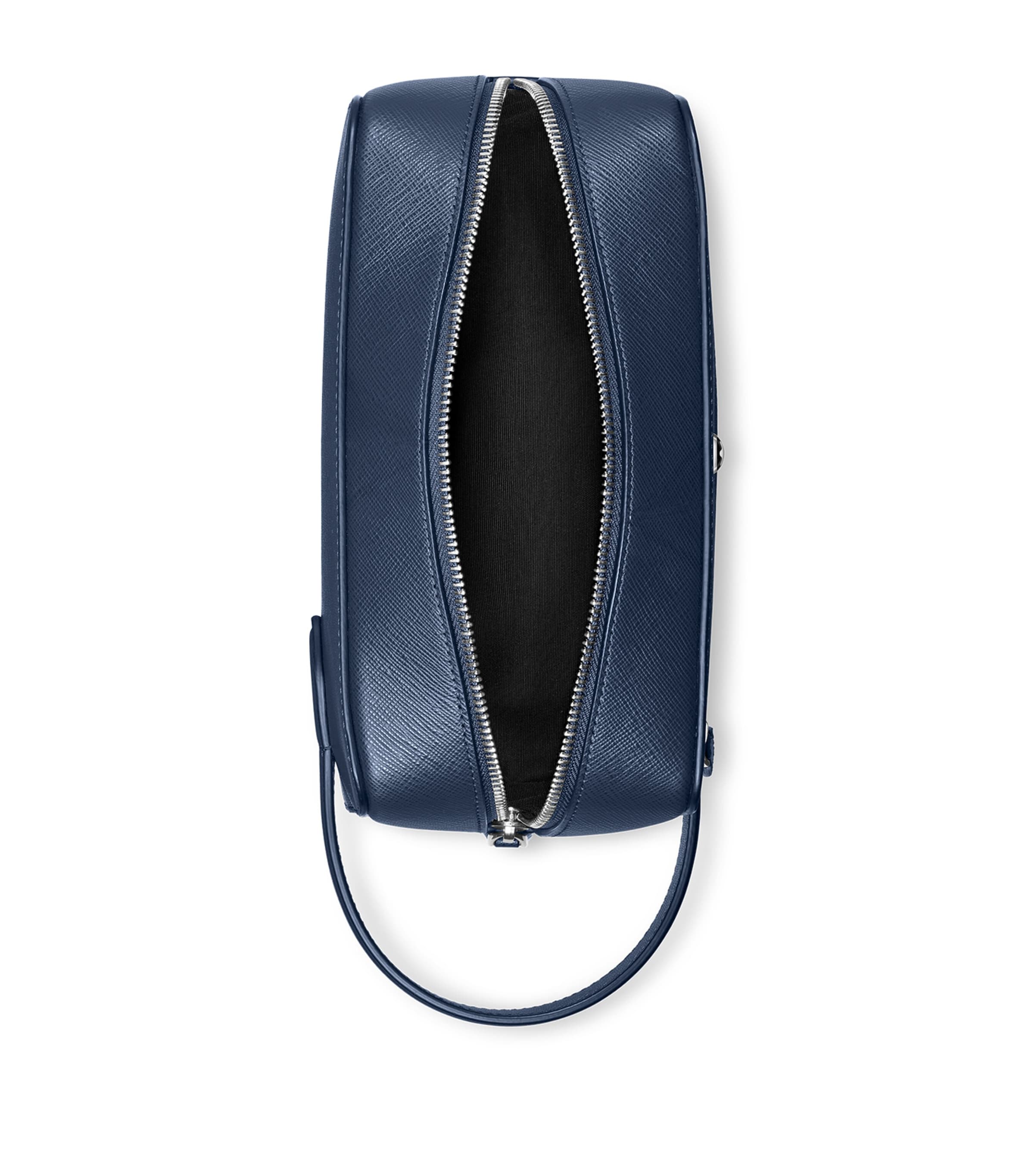 Leather Sartorial Wash Bag INK BLUE Image 6