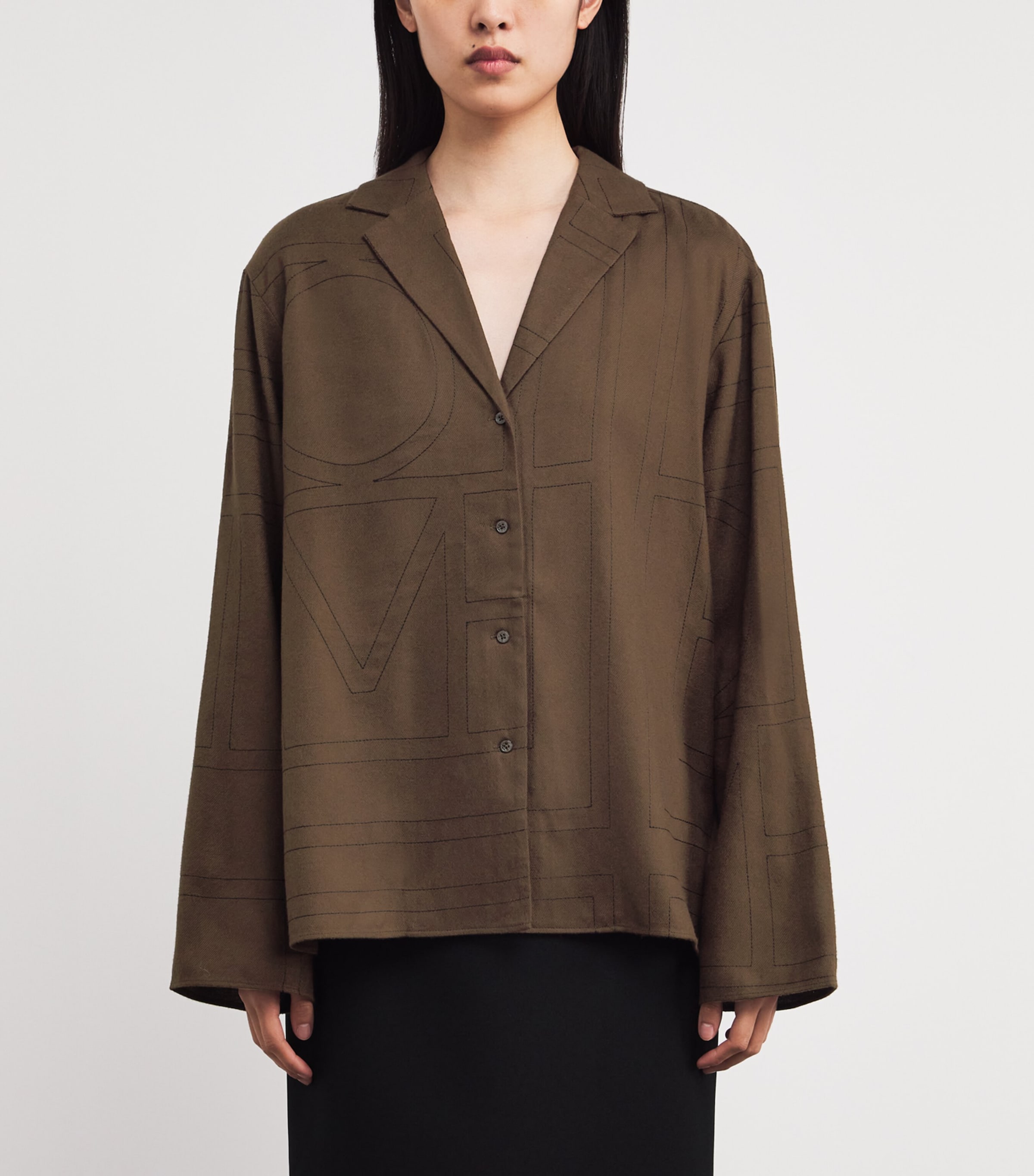 Modal Flannel Monogram Shirt 034 DARK BROWN Image 3