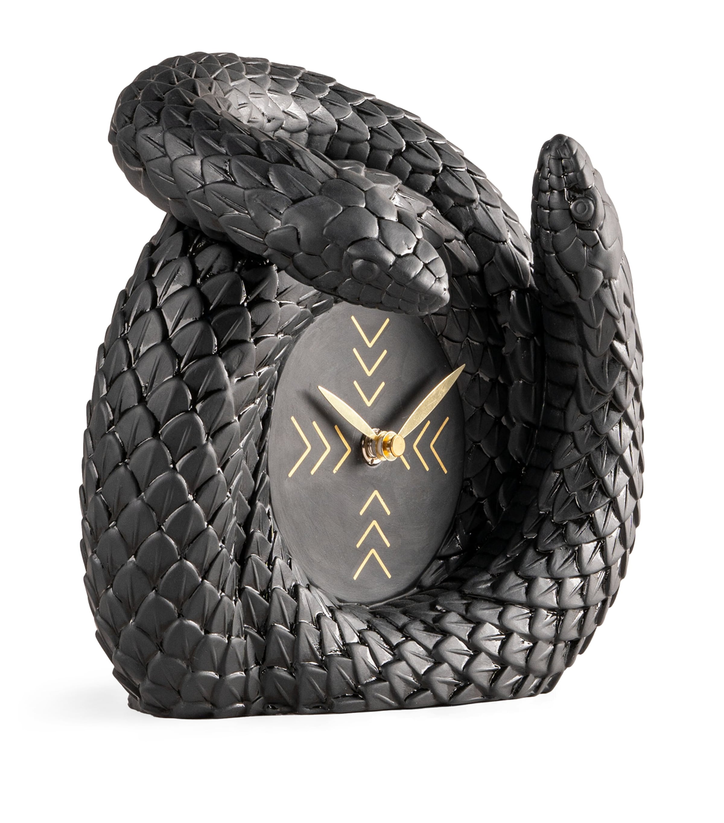 Lladró Porcelain Snakes Clock Black & Gold Image 3