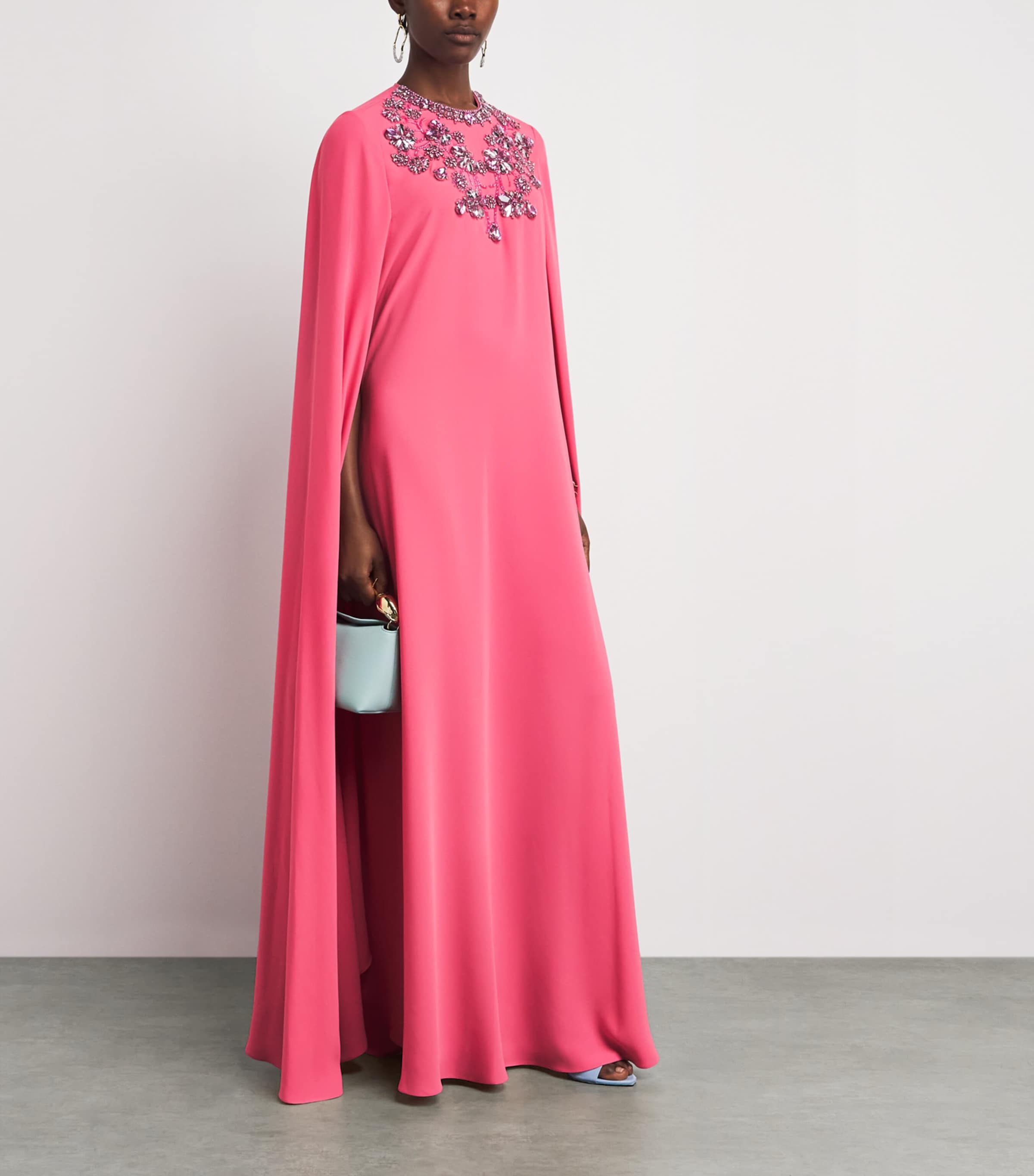 Zuhair Murad Womens Cady Embellished Cape Gown Pink Flambe Image 2