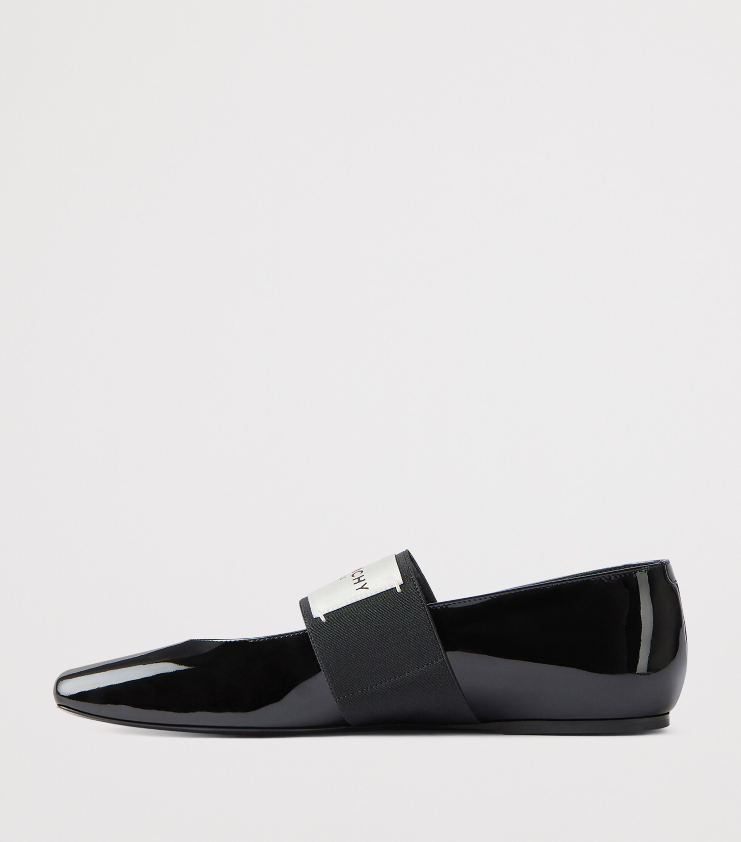 Leather Squared Toe Ballet Flats BLACK Image 4