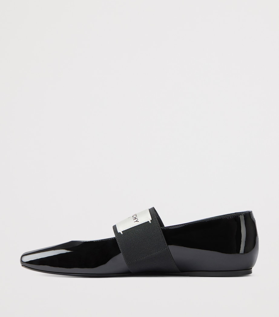 Leather Squared Toe Ballet Flats BLACK Image 4