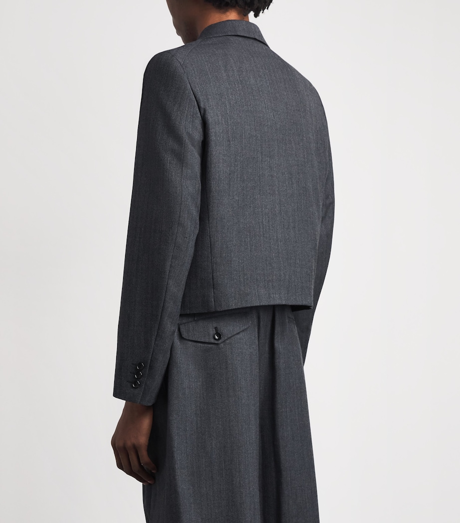 Comme Des Garçons Homme Plus Mens Wool-Blend Short Blazer Gray Image 5