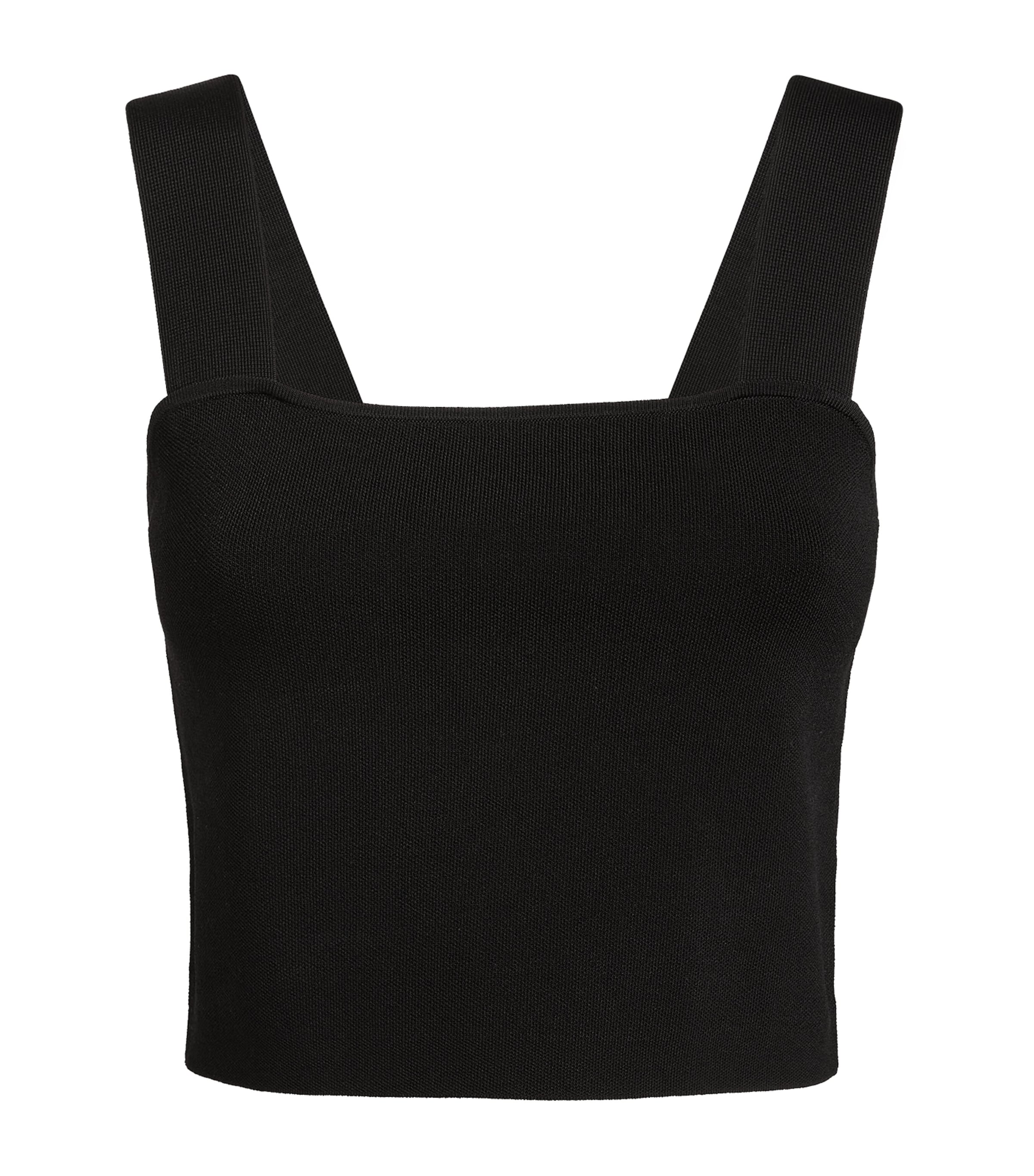 Shop Maje Square-neck Crop Top In Black