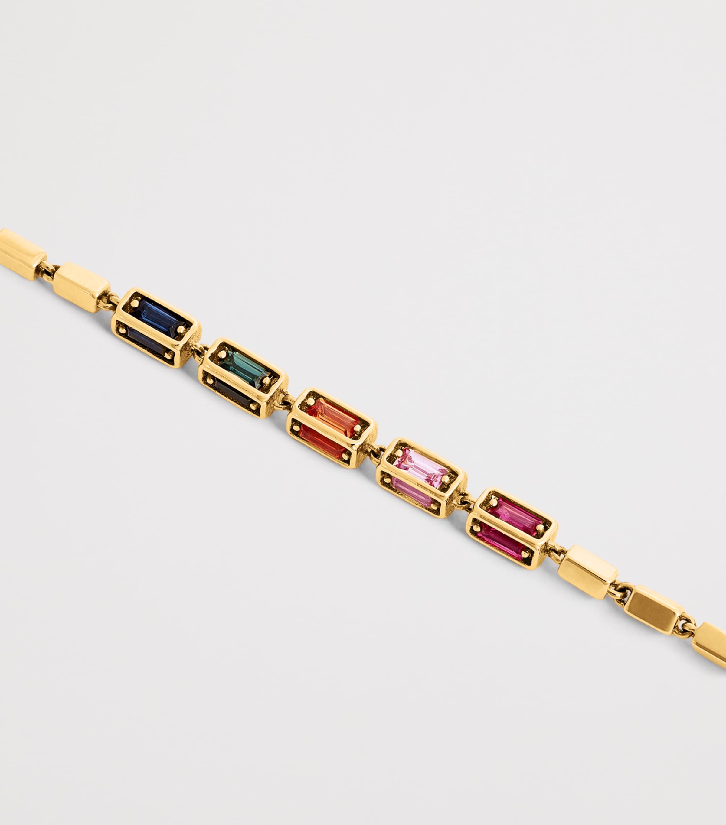 Medium Rose Gold and Sapphire Block-Chain Bracelet 18K RG/RS Image 3