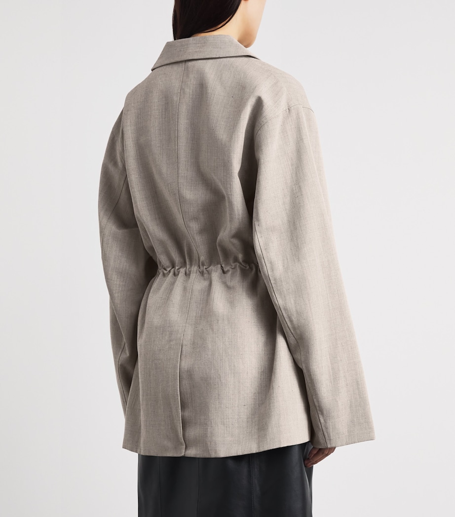 St. Agni Womens Drawstring Blazer Pebble Melange Image 5