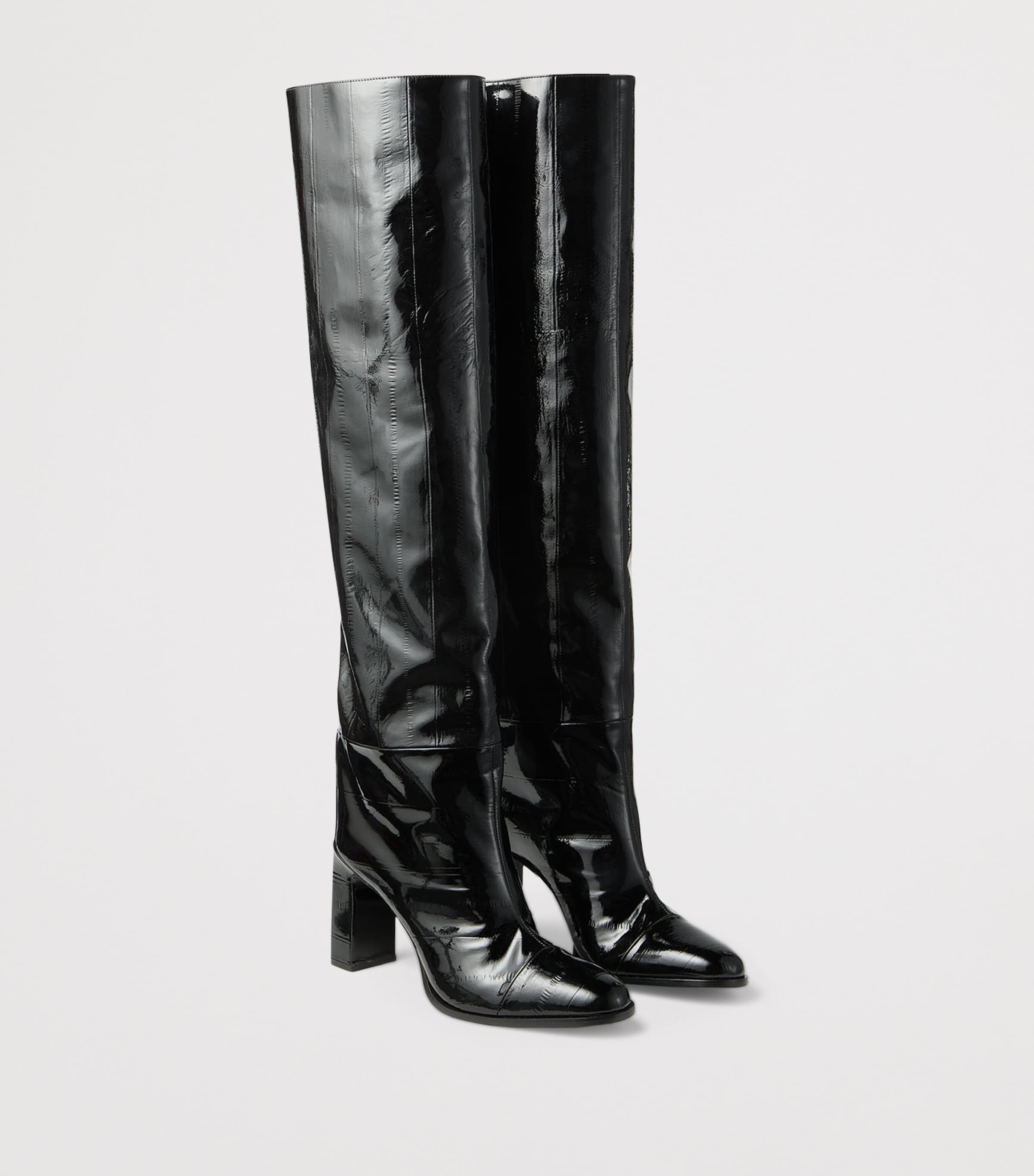 Jimmy Choo Caly 85 Leather Over-The-Knee Boots Black Image 2