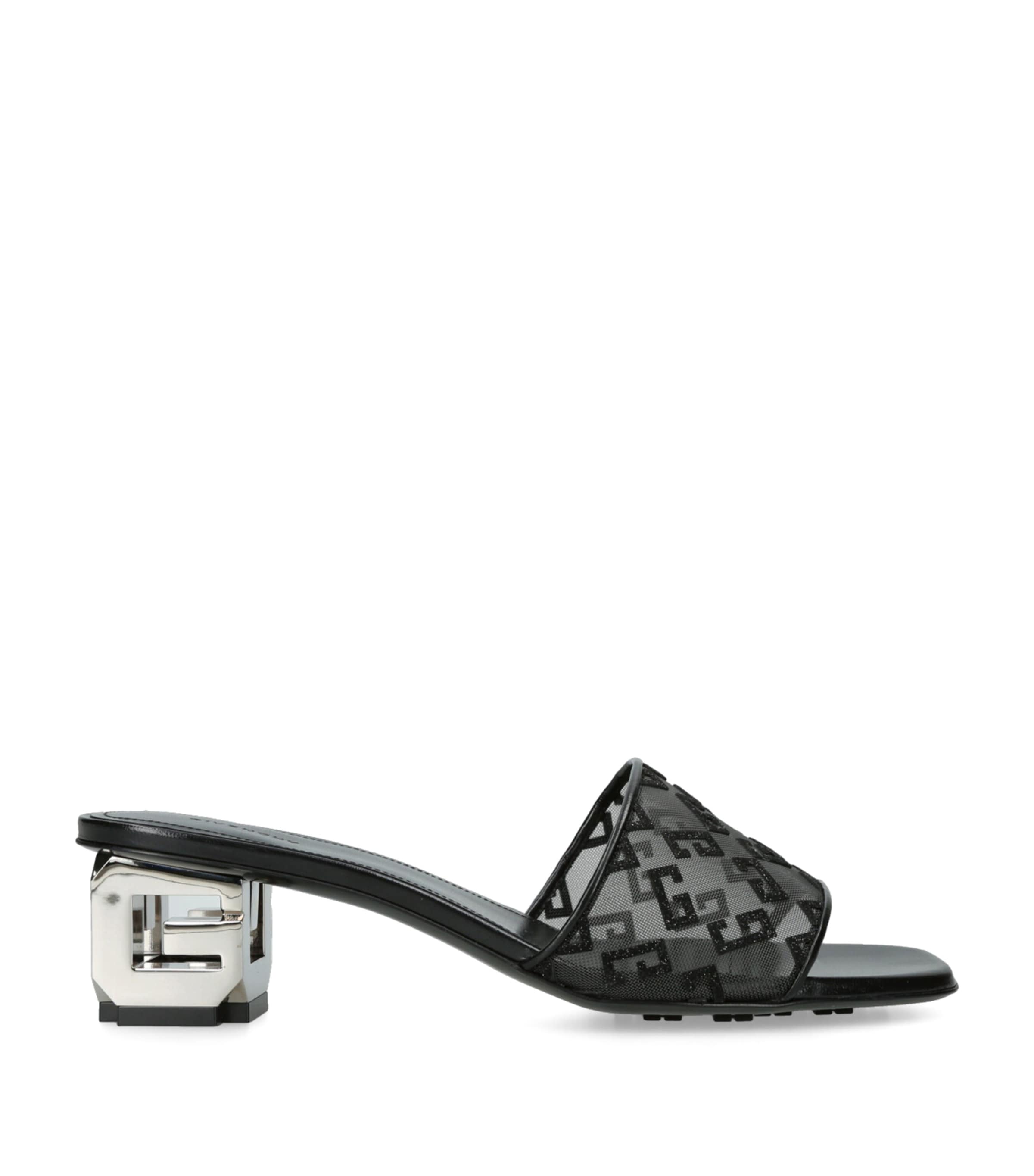 Givenchy Logo Fabric Sandals Sculpture Heel In Black