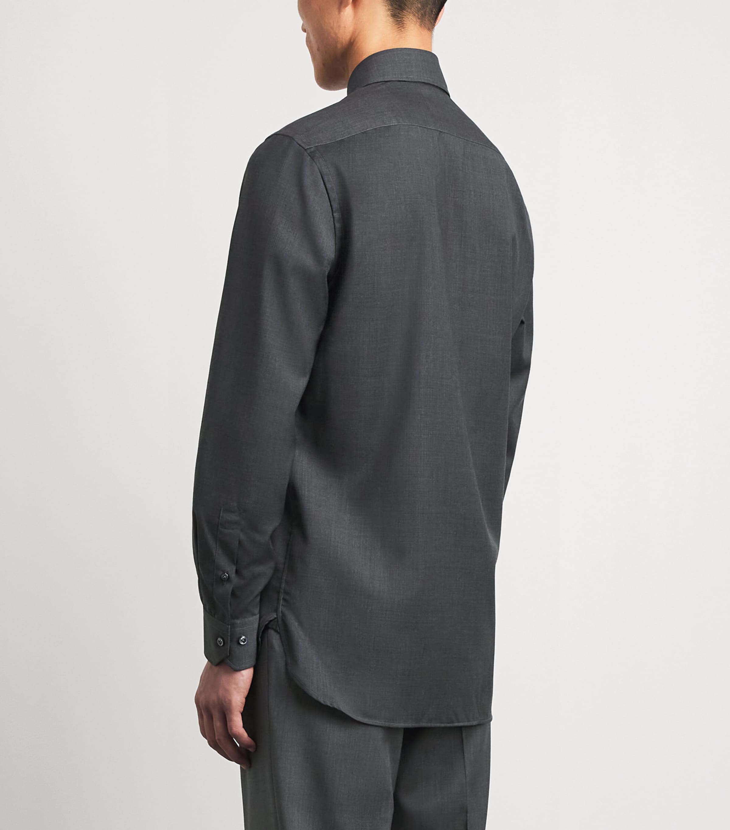 Pal Zileri Mens Wool Shirt Dark Grey Image 5