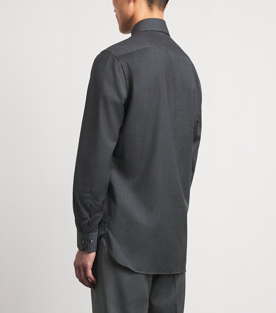 Pal Zileri Mens Wool Shirt Dark Grey Image 5