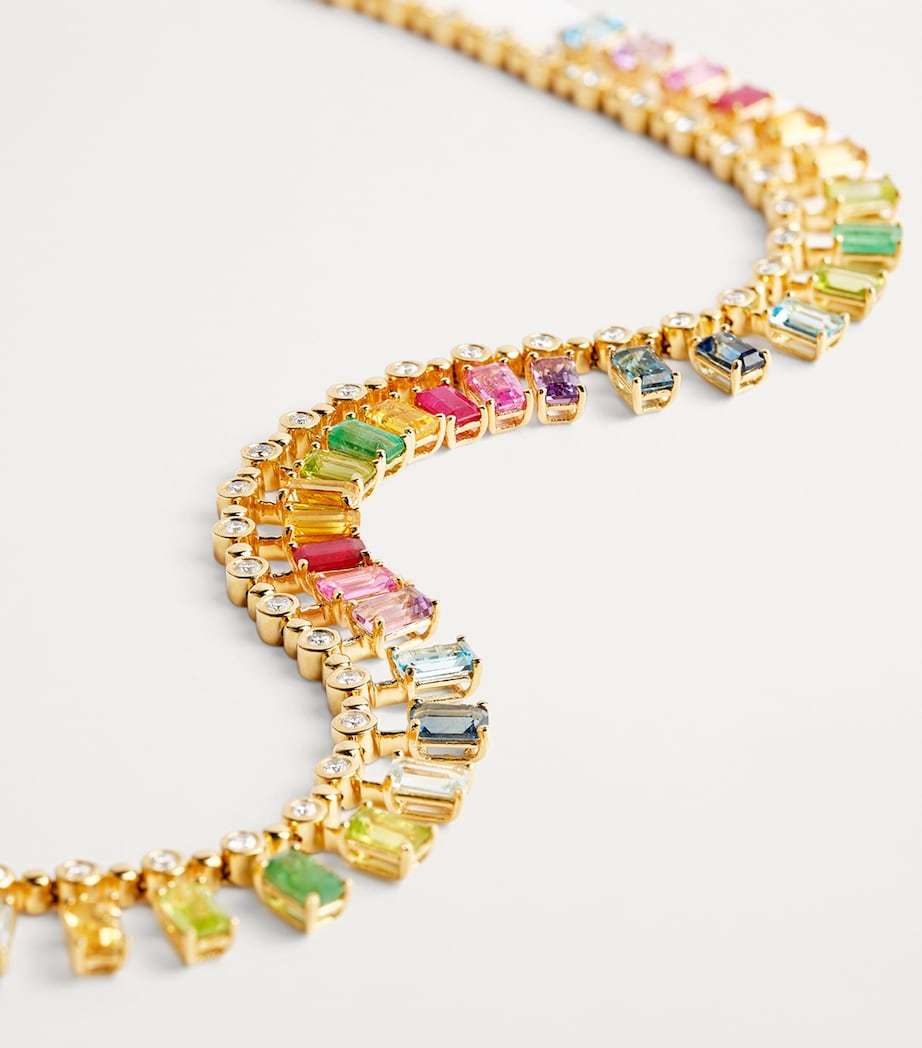 Yellow Gold and Diamond Rainbow Dot Dash Necklace YELLOW GOLD Image 3