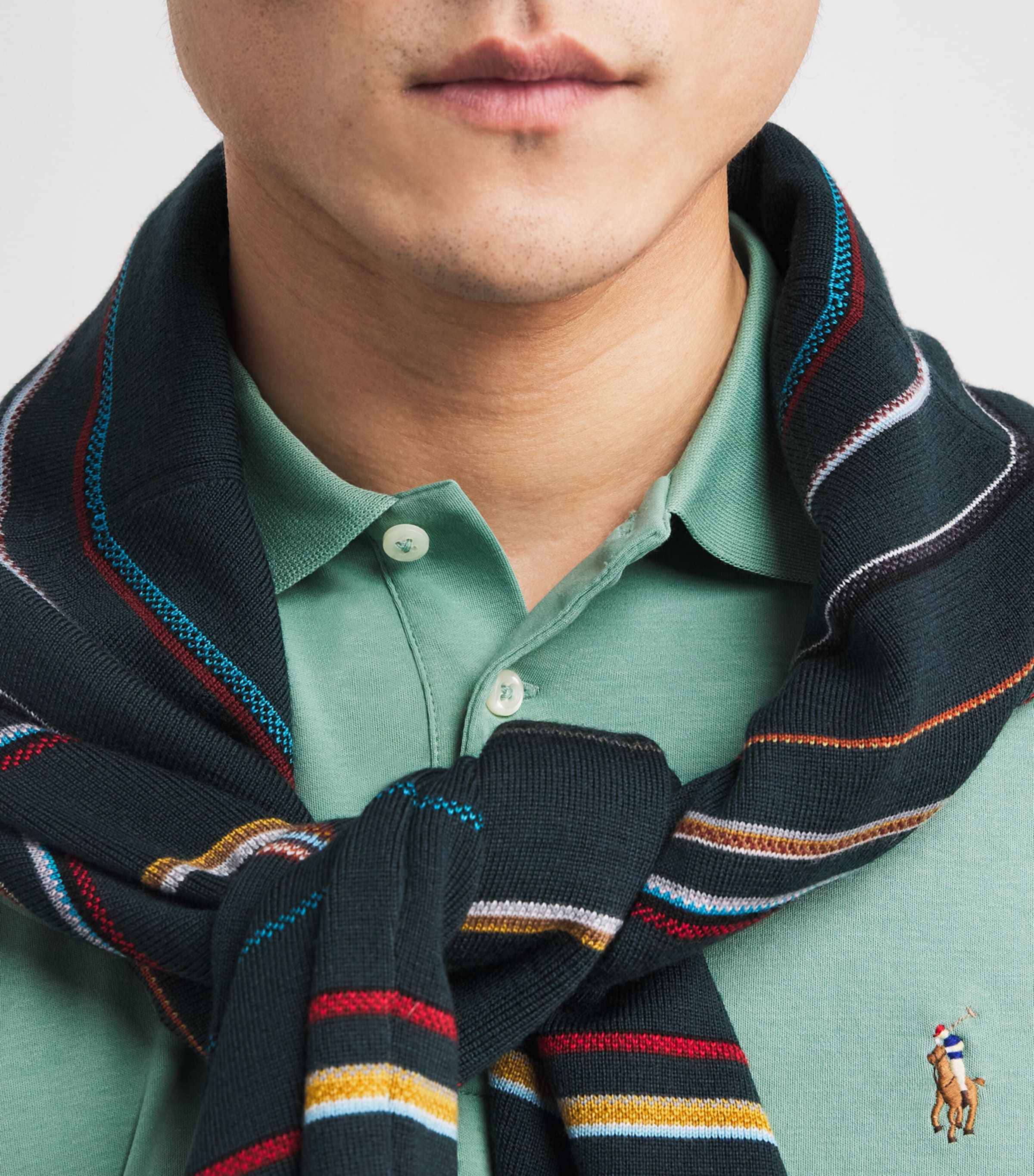 Pima Cotton Slim Polo Shirt FADED MINT Image 6