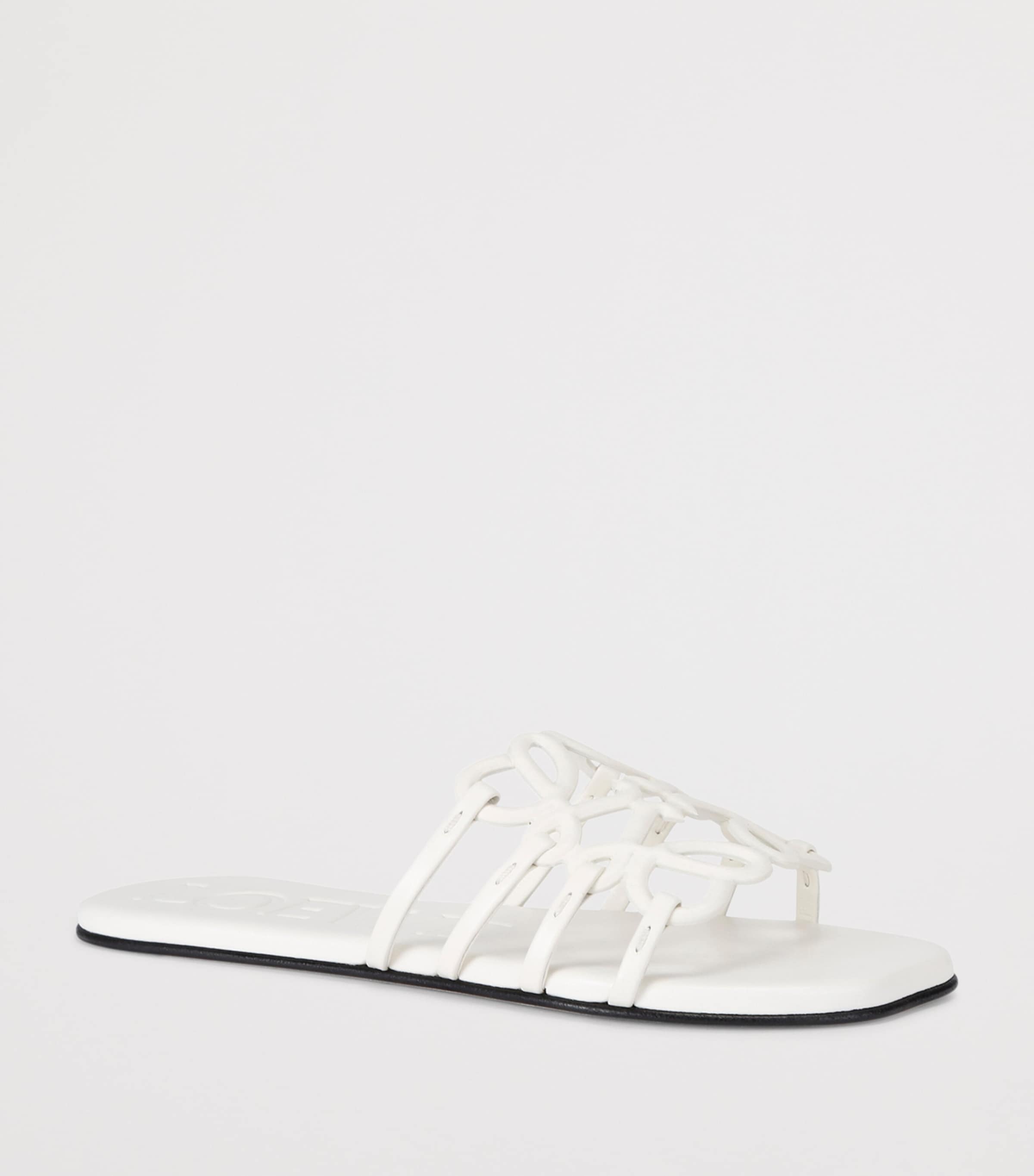 LOEWE Leather Petal Anagram Slides White Image 3