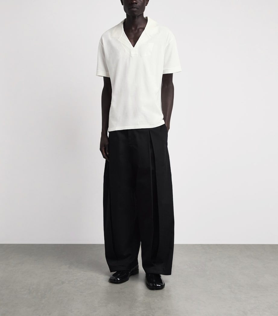 Maison Margiela Mens Cotton Open-Collar Polo Shirt Off White Image 2