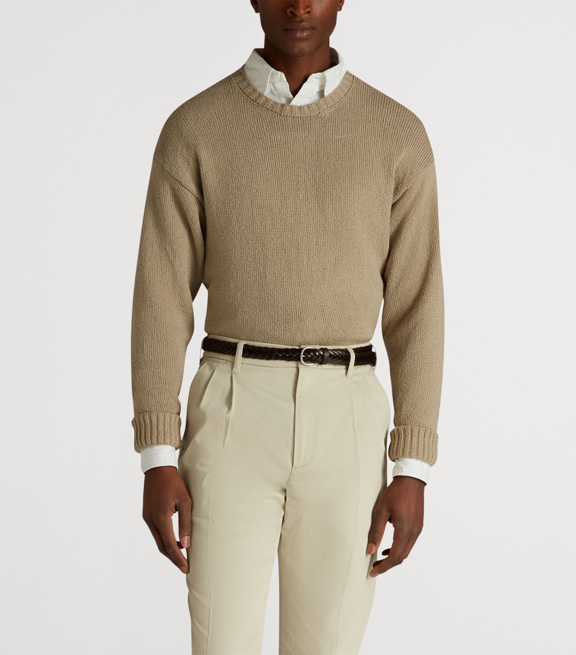 Cotton Crew-Neck Sweater 280BEIGE Image 3