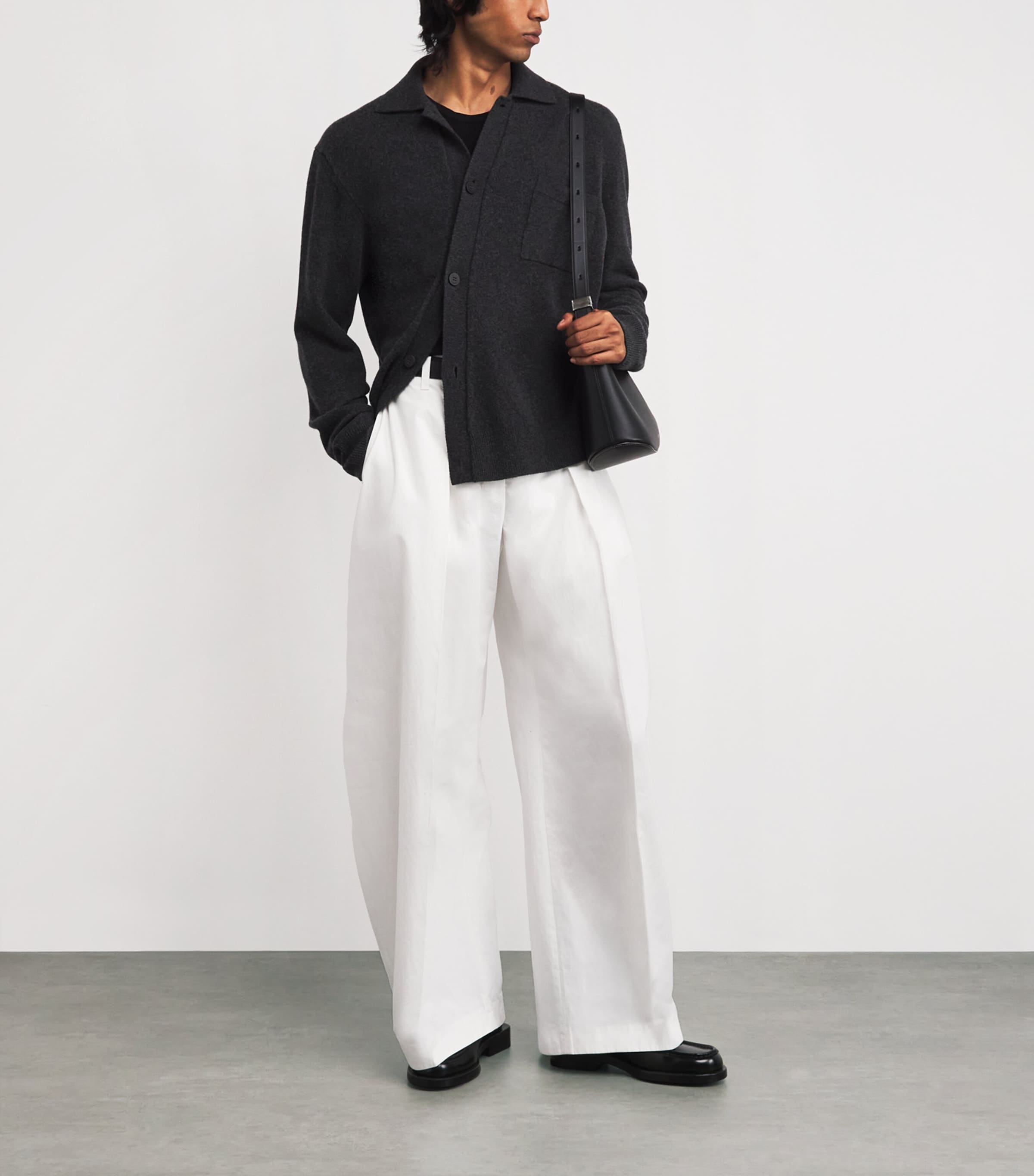 Jacquemus Mens Wool-Blend Cardigan Dark Grey Image 2