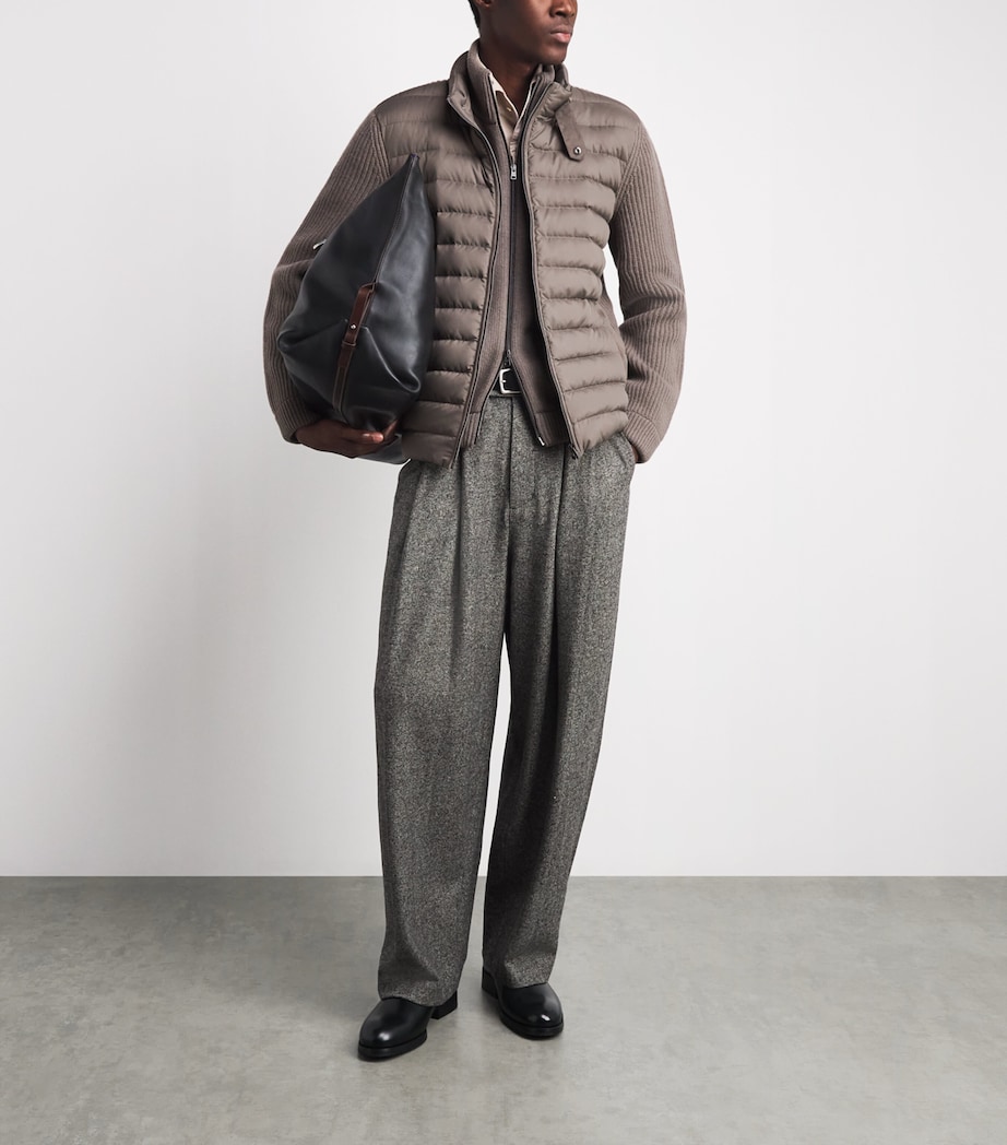 Herno Mens Wool Quilted Hybrid Jacket Visone Image 2