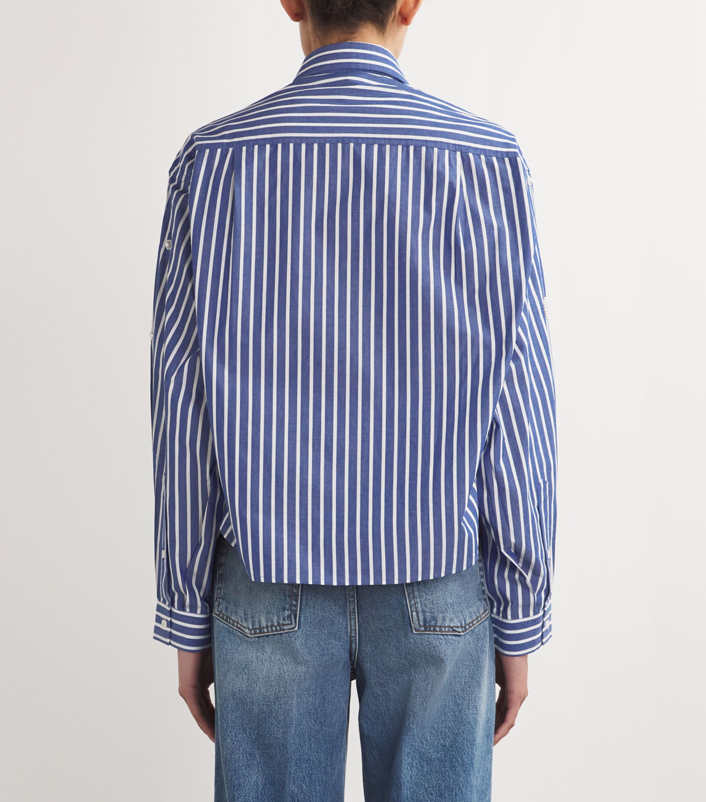 Cropped Embellished Shirt BLUE Image 4