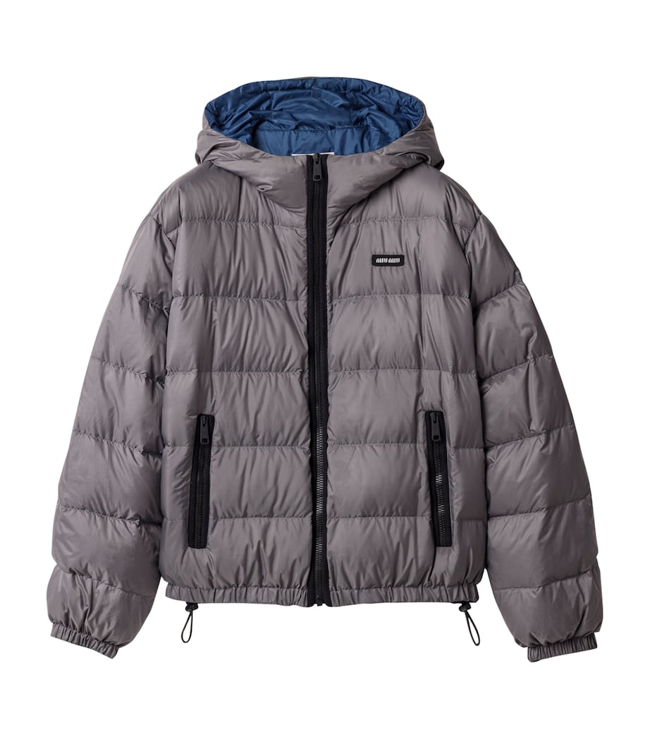 Miu Miu Womens Down Ponge Puffer Jacket Gold/silver Image 1