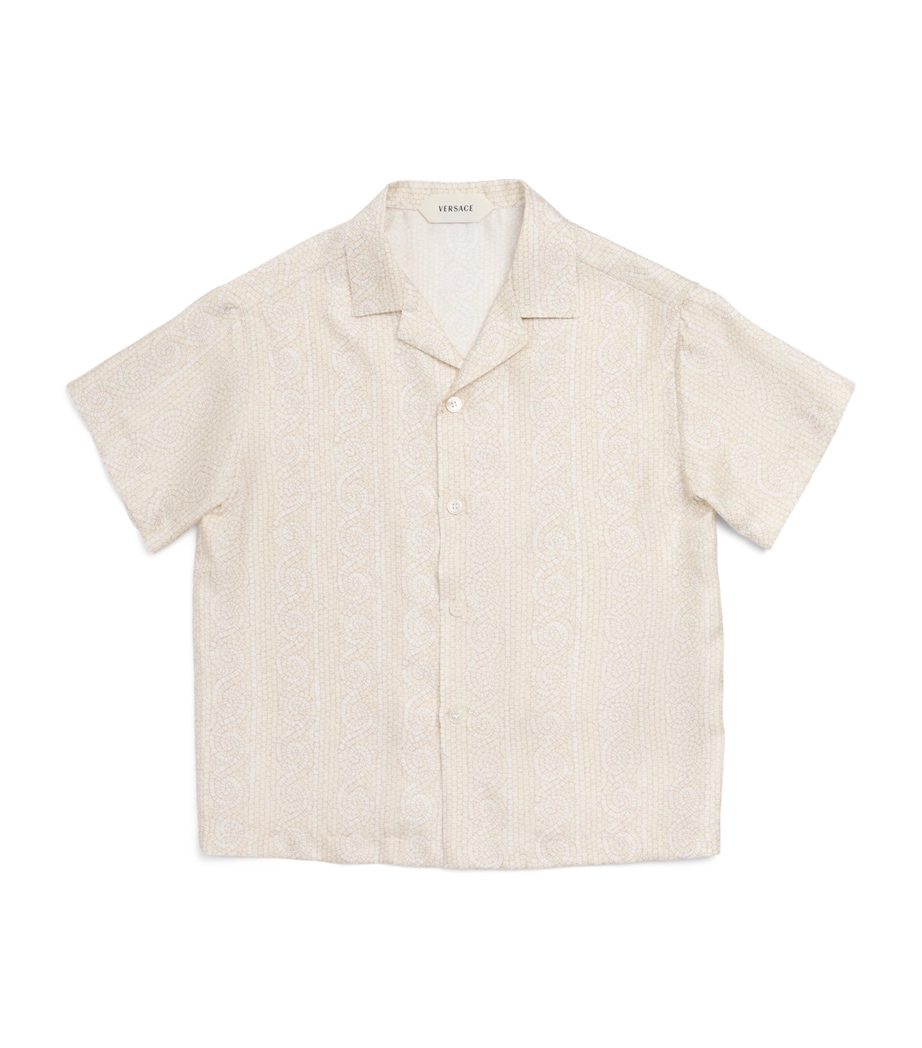 Versace Kids Silk Twill Greca Mosaic Shirt (4-14 Years) Image 1