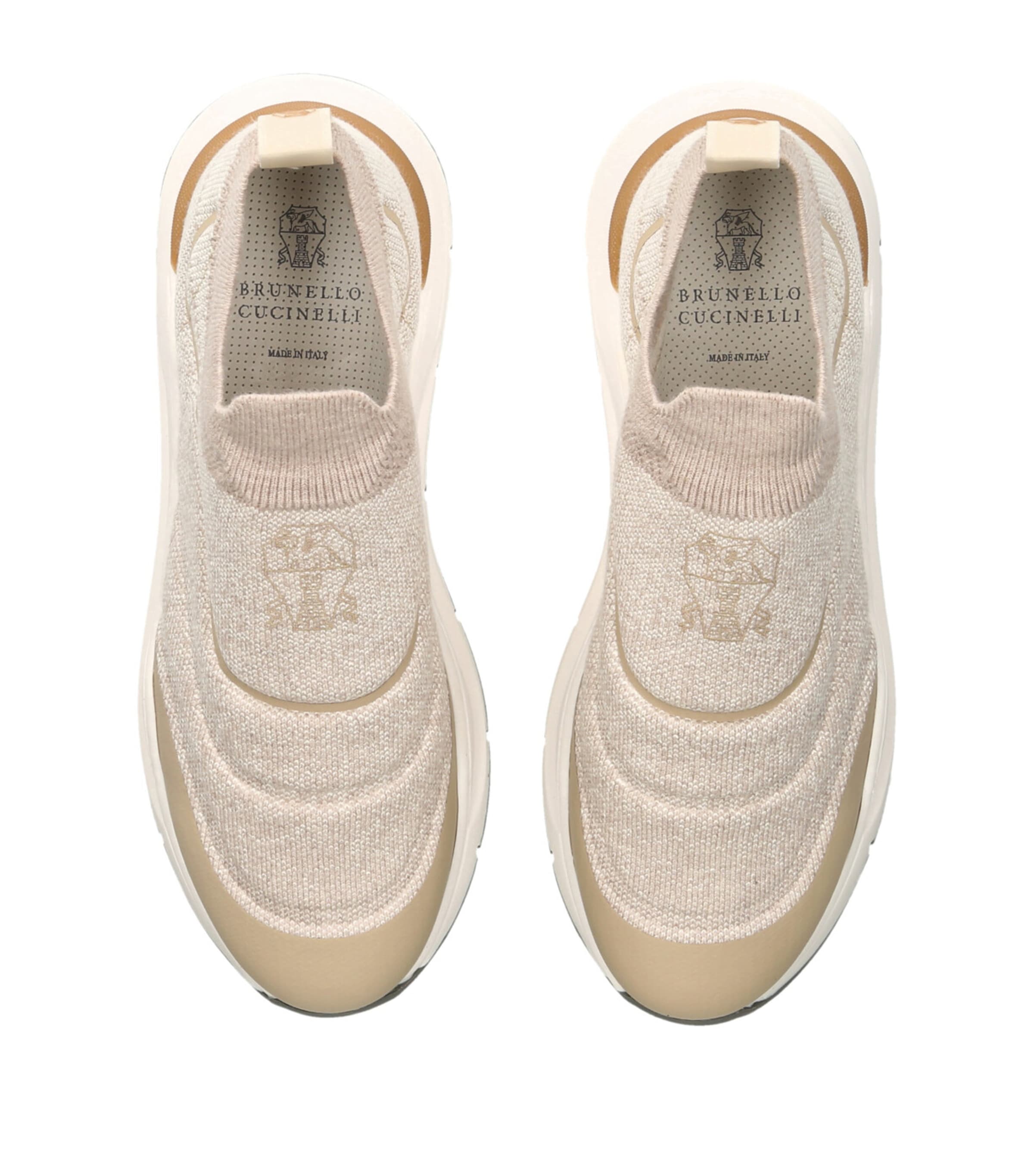 Brunello Cucinelli Kids Knitted Slip-On Sneakers Beige Image 4