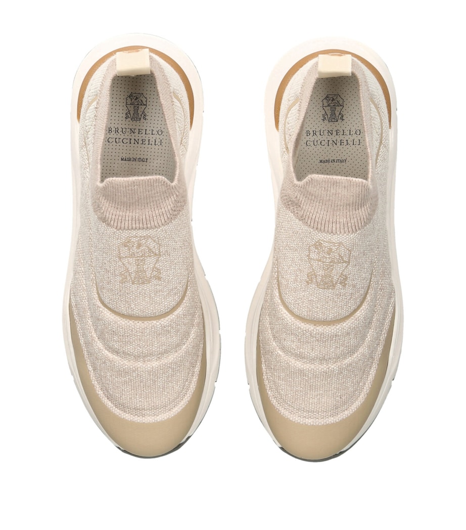 Brunello Cucinelli Kids Knitted Slip-On Sneakers Beige Image 4