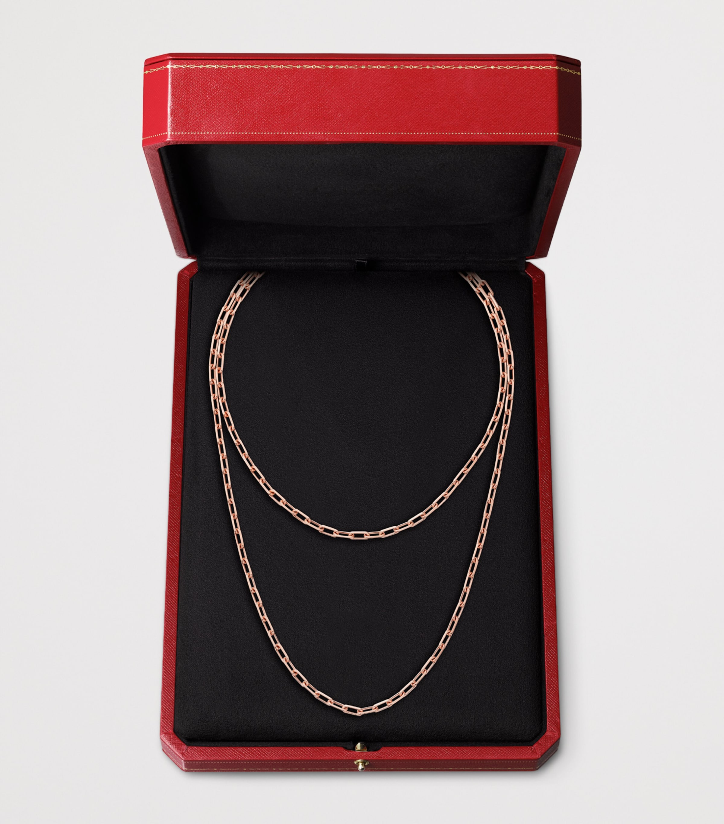 Small Rose Gold Santos de Cartier Long Chain Necklace ROSE GOLD Image 3