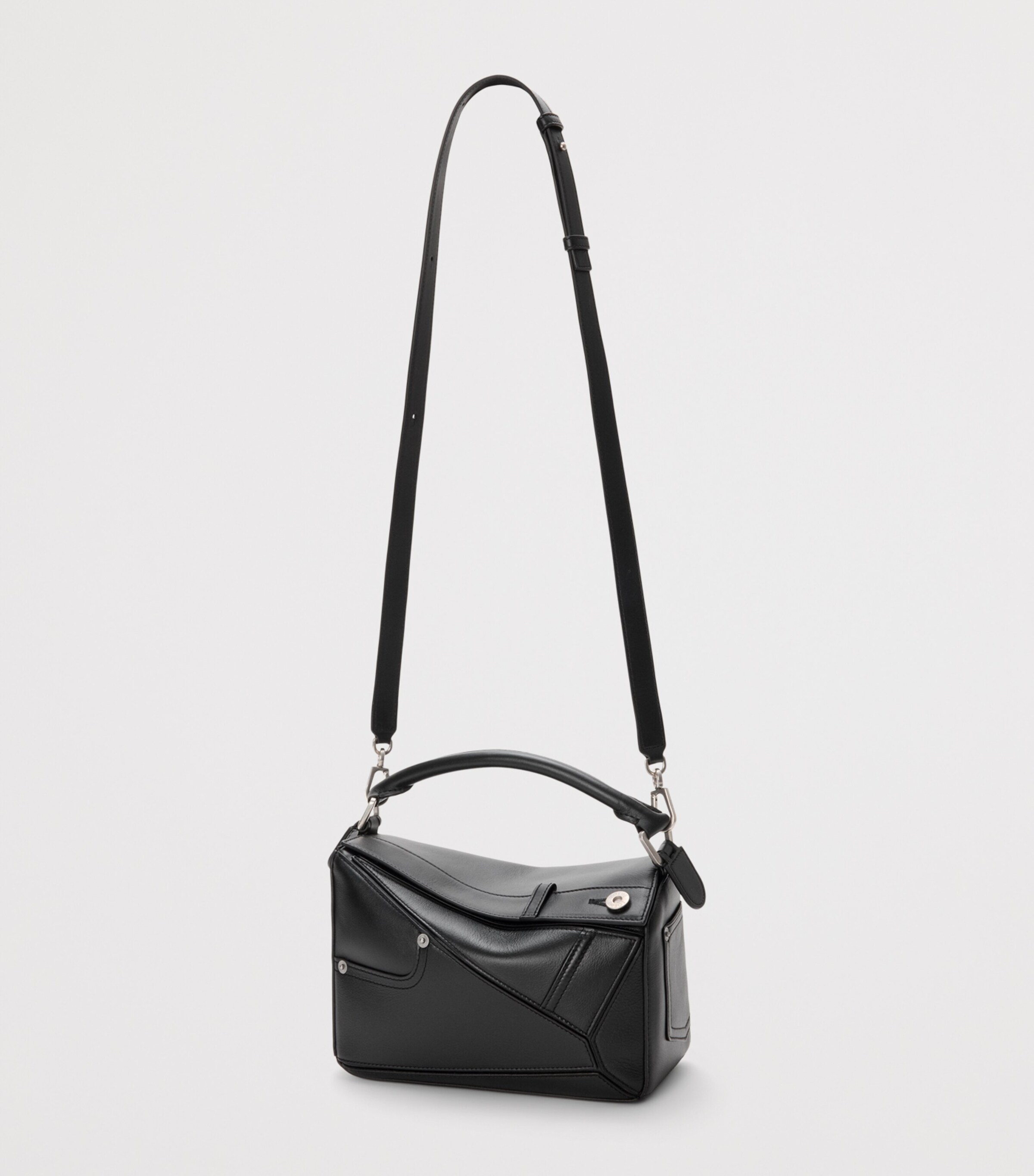 LOEWE Small Calfskin Puzzle Panta Top-Handle Bag Black Image 7